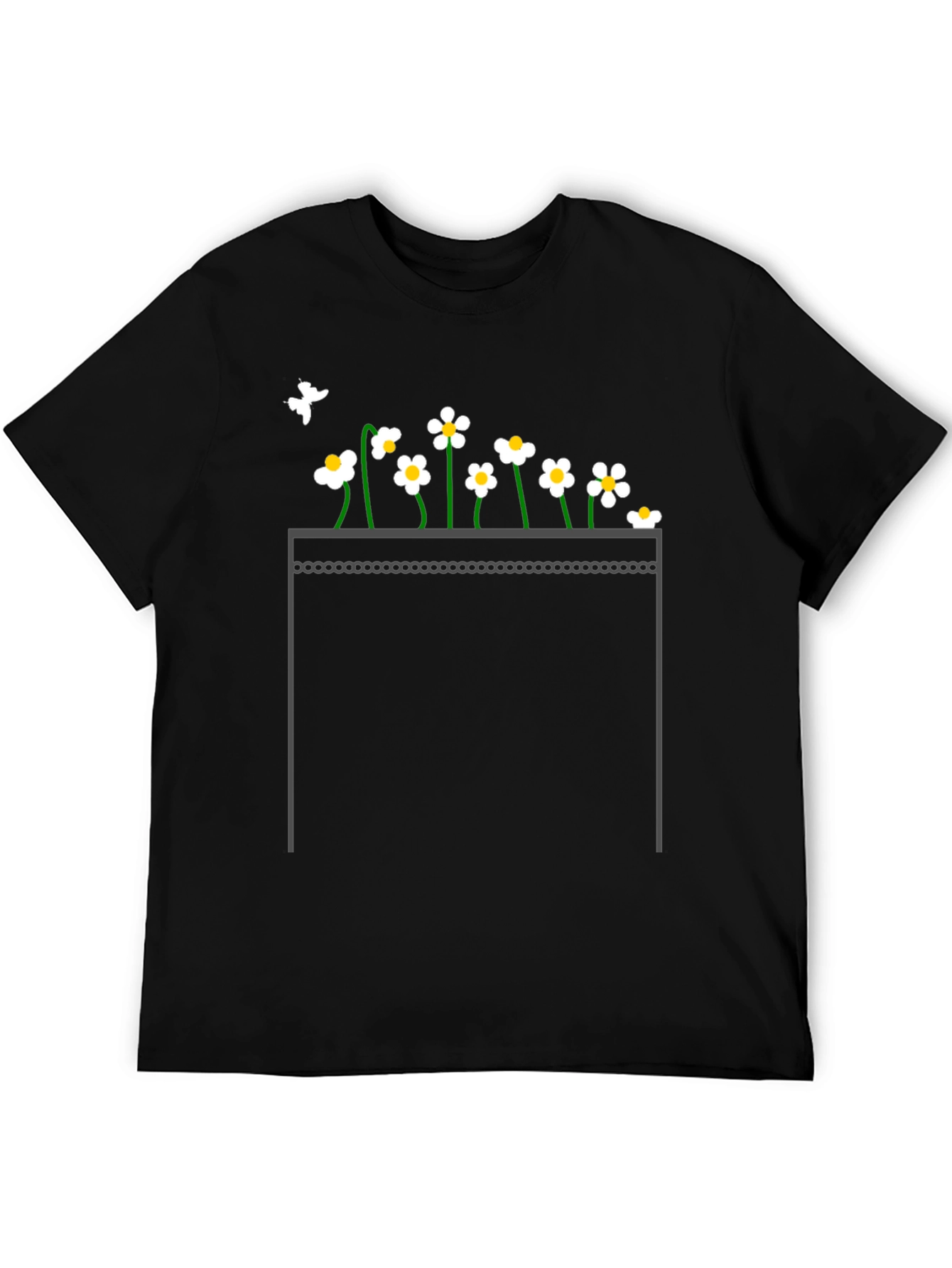 Daisy Pocket Print Black T-Shirt