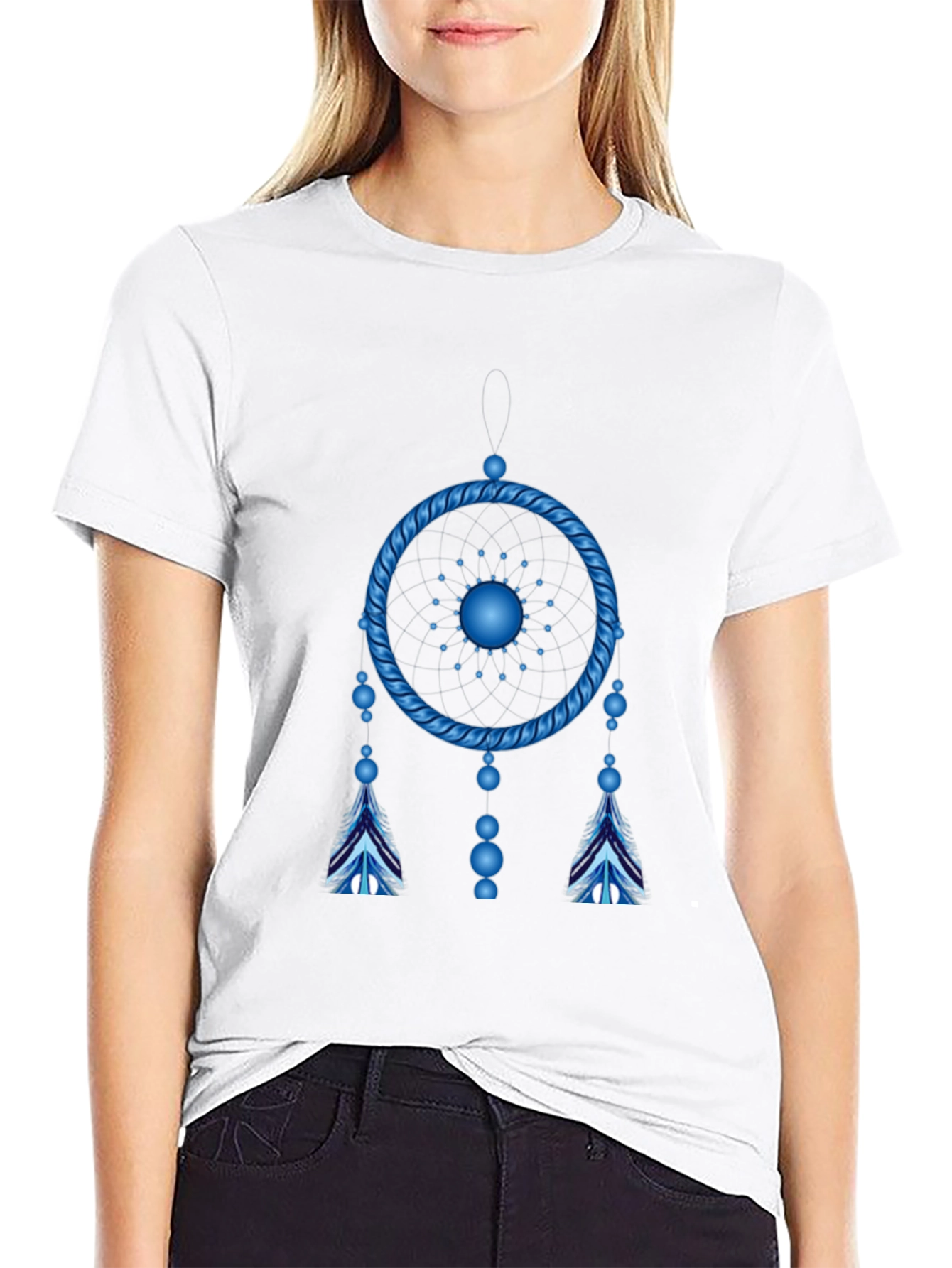 Blue Dreamcatcher Graphic Black T-Shirt