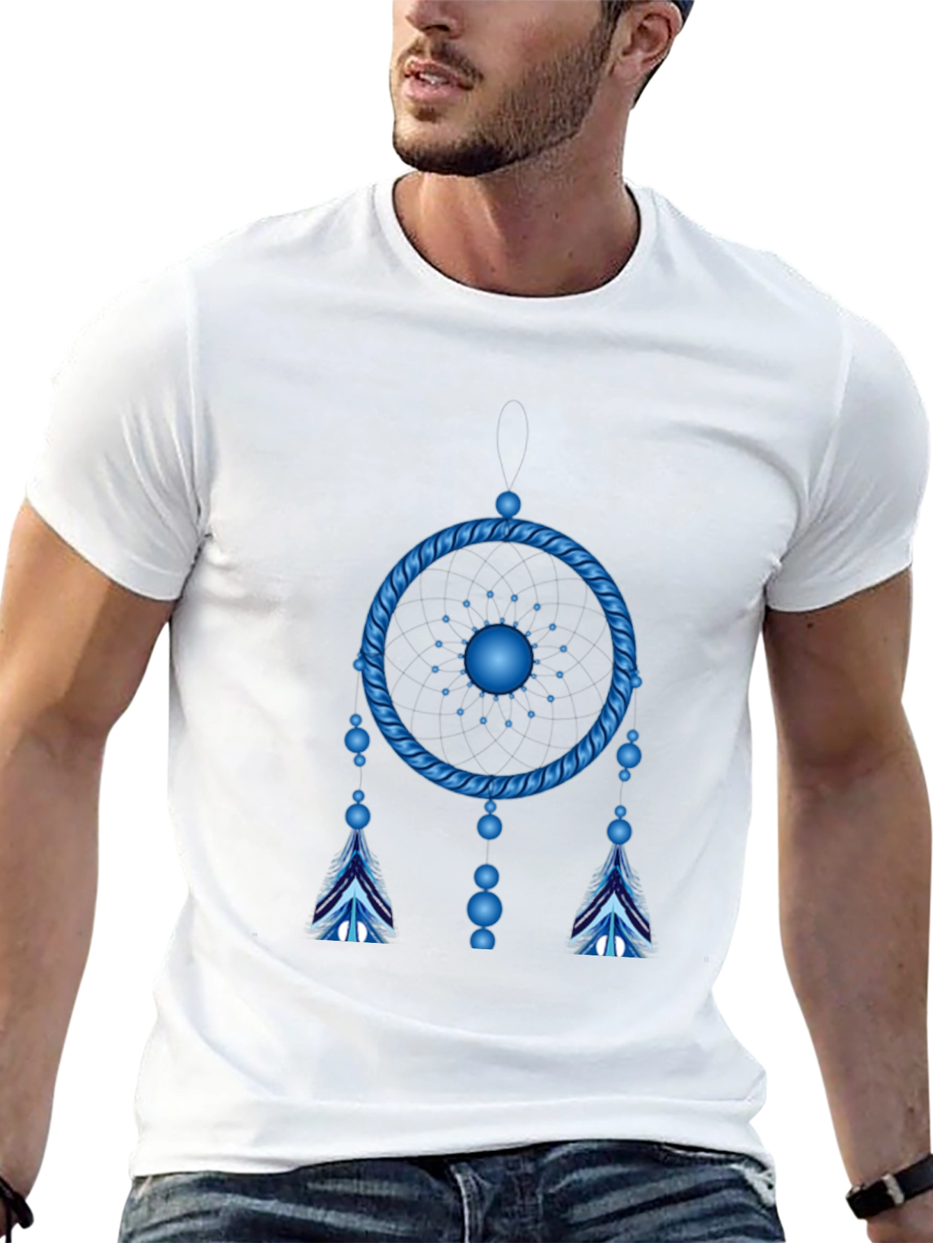 Blue Dreamcatcher Graphic Black T-Shirt