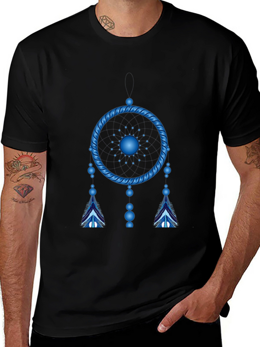 Blue Dreamcatcher Graphic Black T-Shirt