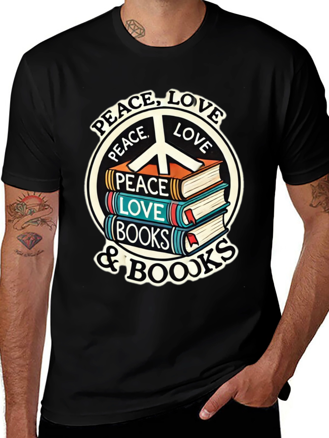 Peace Love and Books Graphic T-Shirt