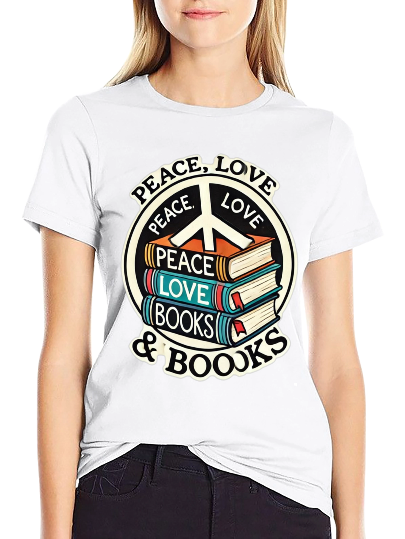 Peace Love and Books Graphic T-Shirt