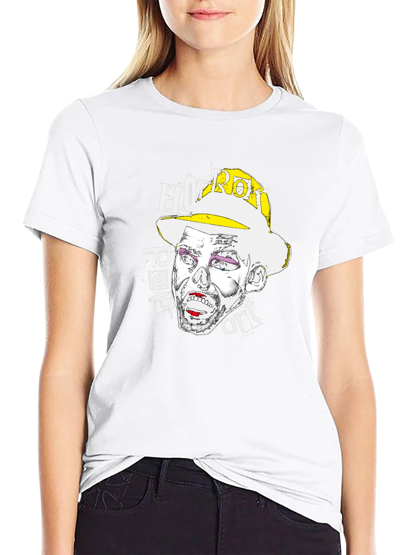 Horror Pop Art Graphic T-Shirt - Black