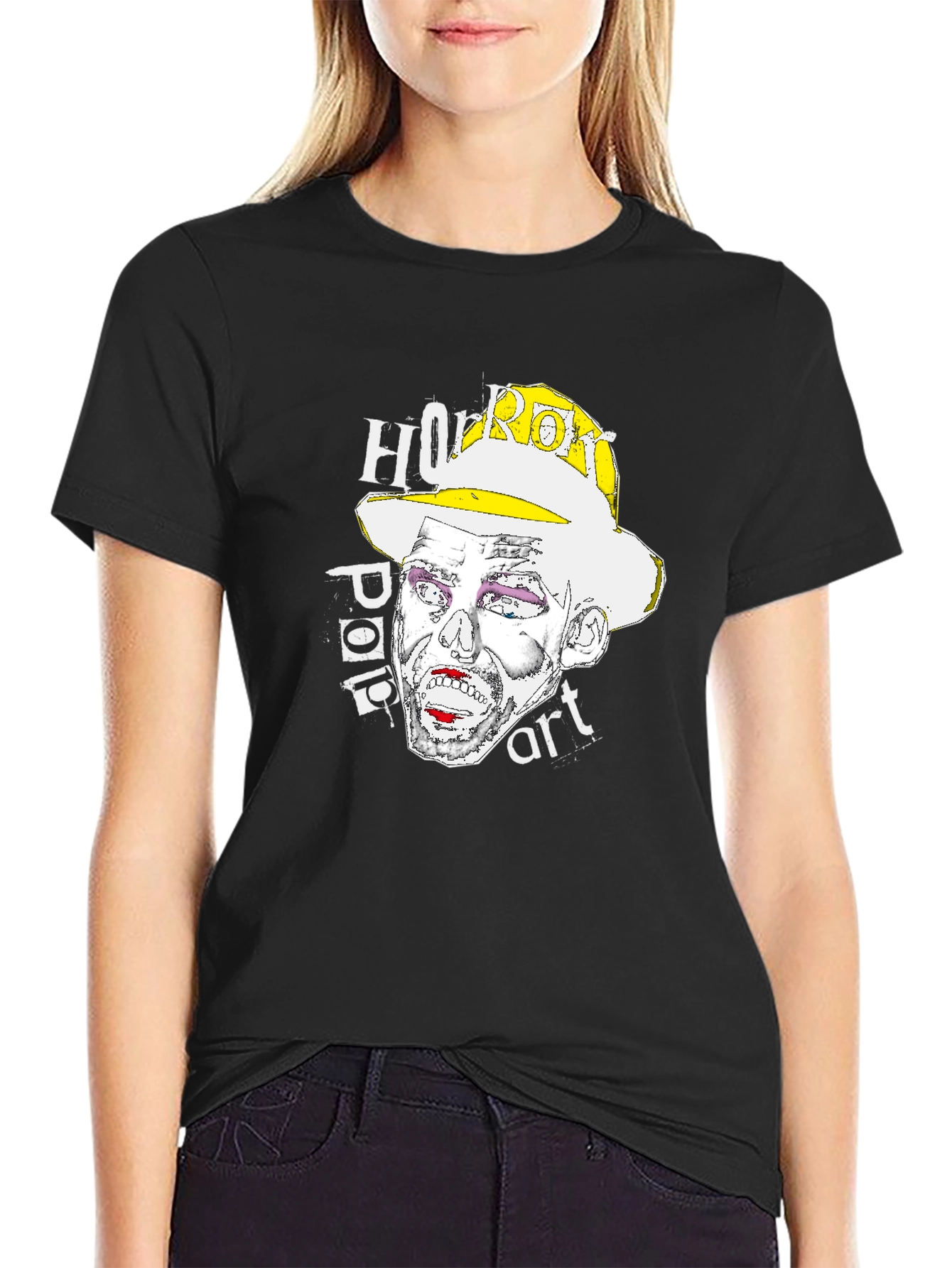 Horror Pop Art Graphic T-Shirt - Black