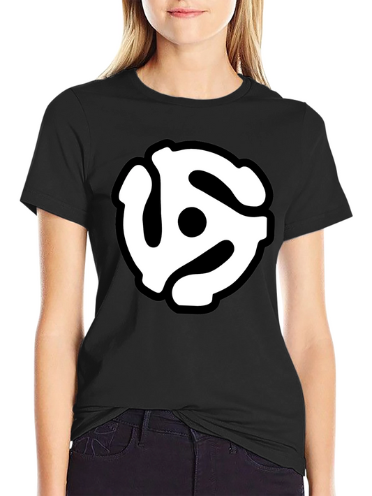45 RPM Record Adapter T-Shirt - Black Cotton Graphic Tee