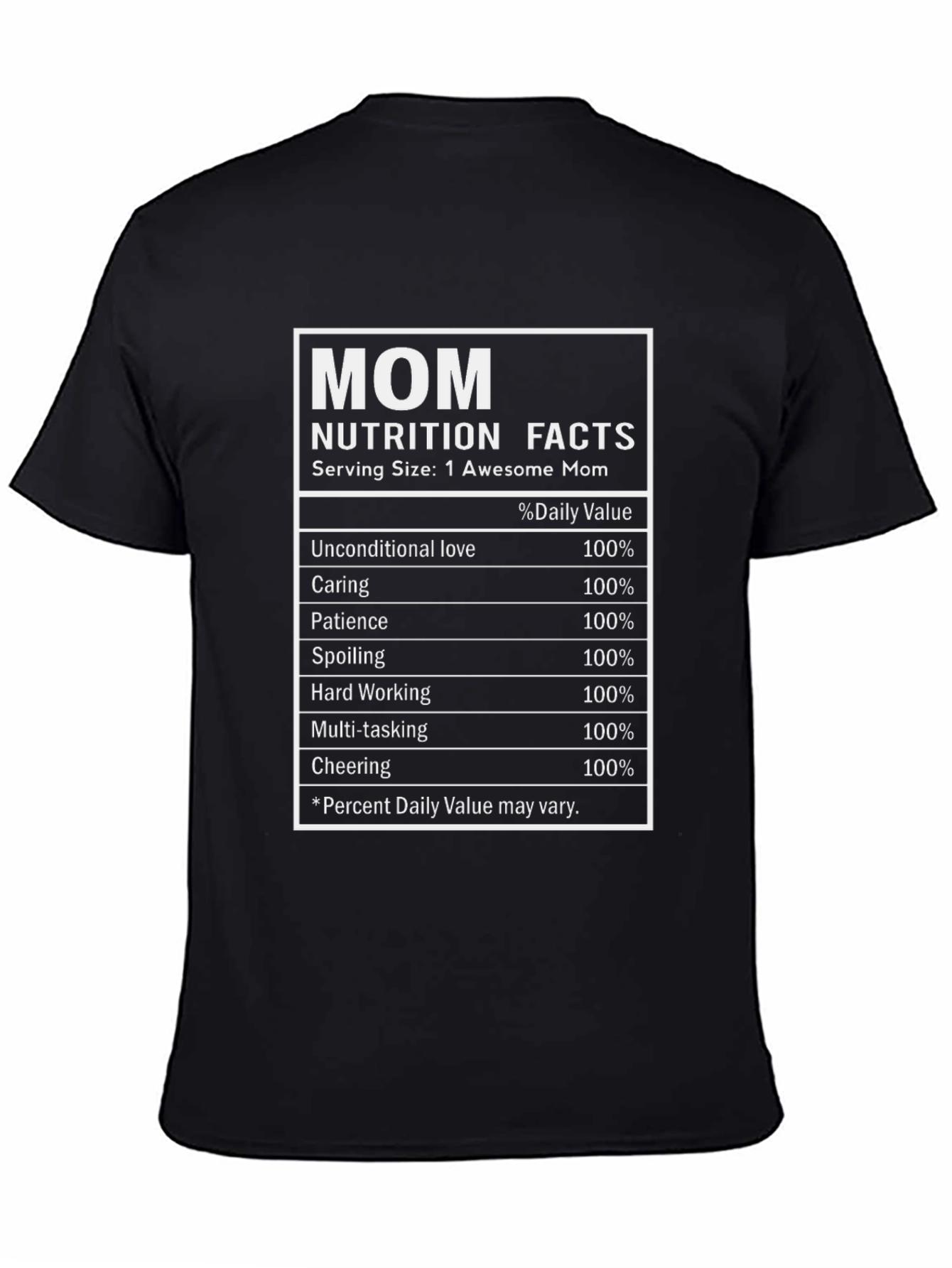 Mom Nutrition Facts Black Graphic Tee