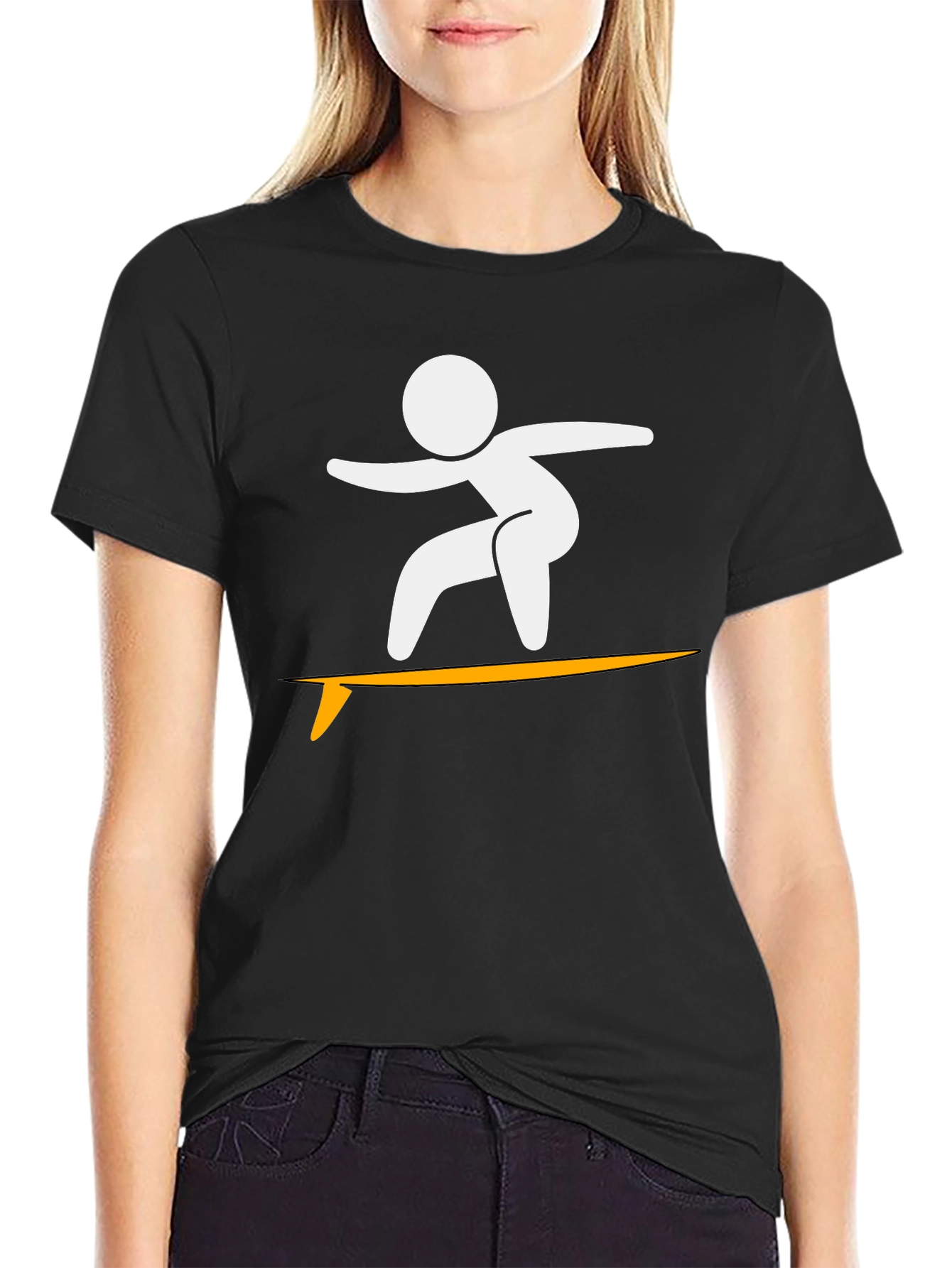 Surfing Stick Figure Graphic Tee - Cool & Casual
