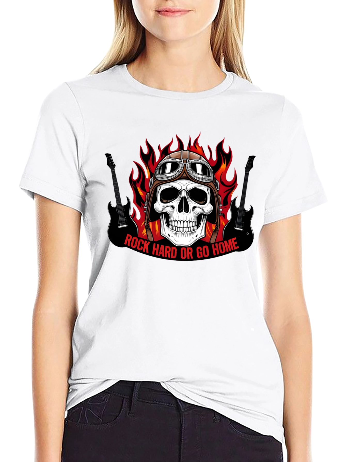 Rock Hard or Go Home Skull Graphic T-Shirt