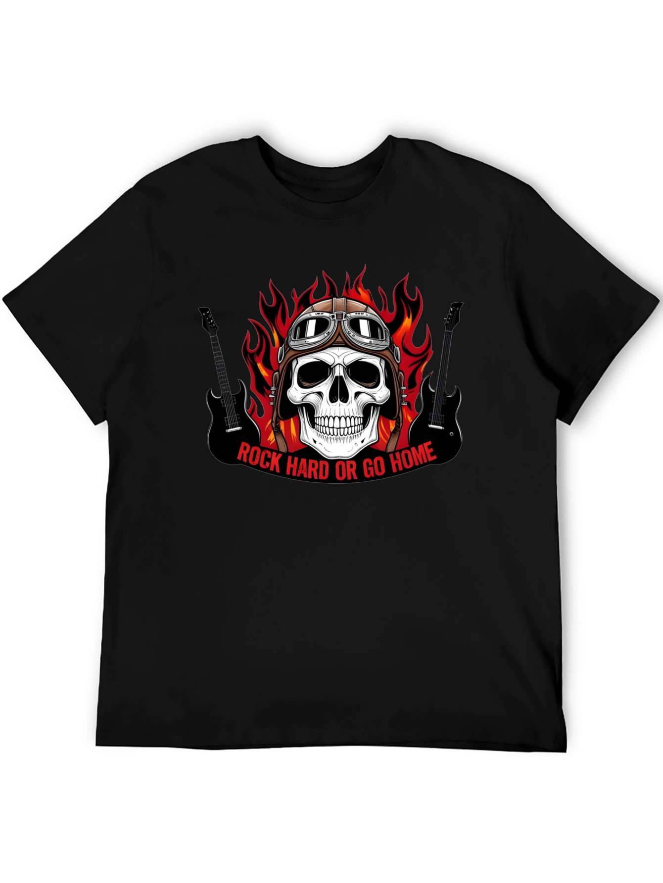 Rock Hard or Go Home Skull Graphic T-Shirt