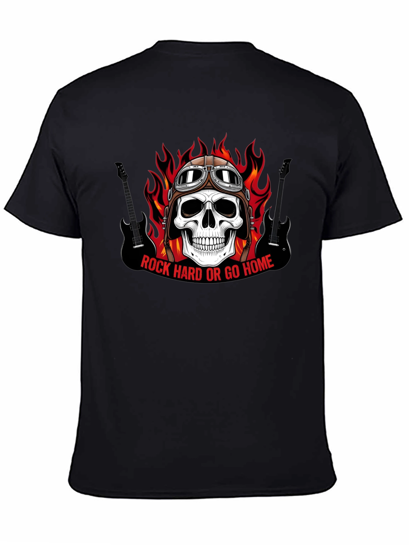Rock Hard or Go Home Skull Graphic T-Shirt