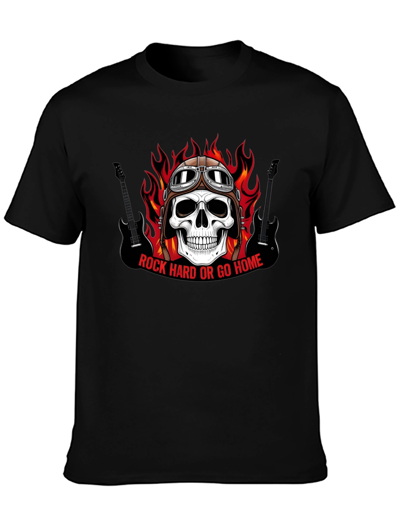 Rock Hard or Go Home Skull Graphic T-Shirt
