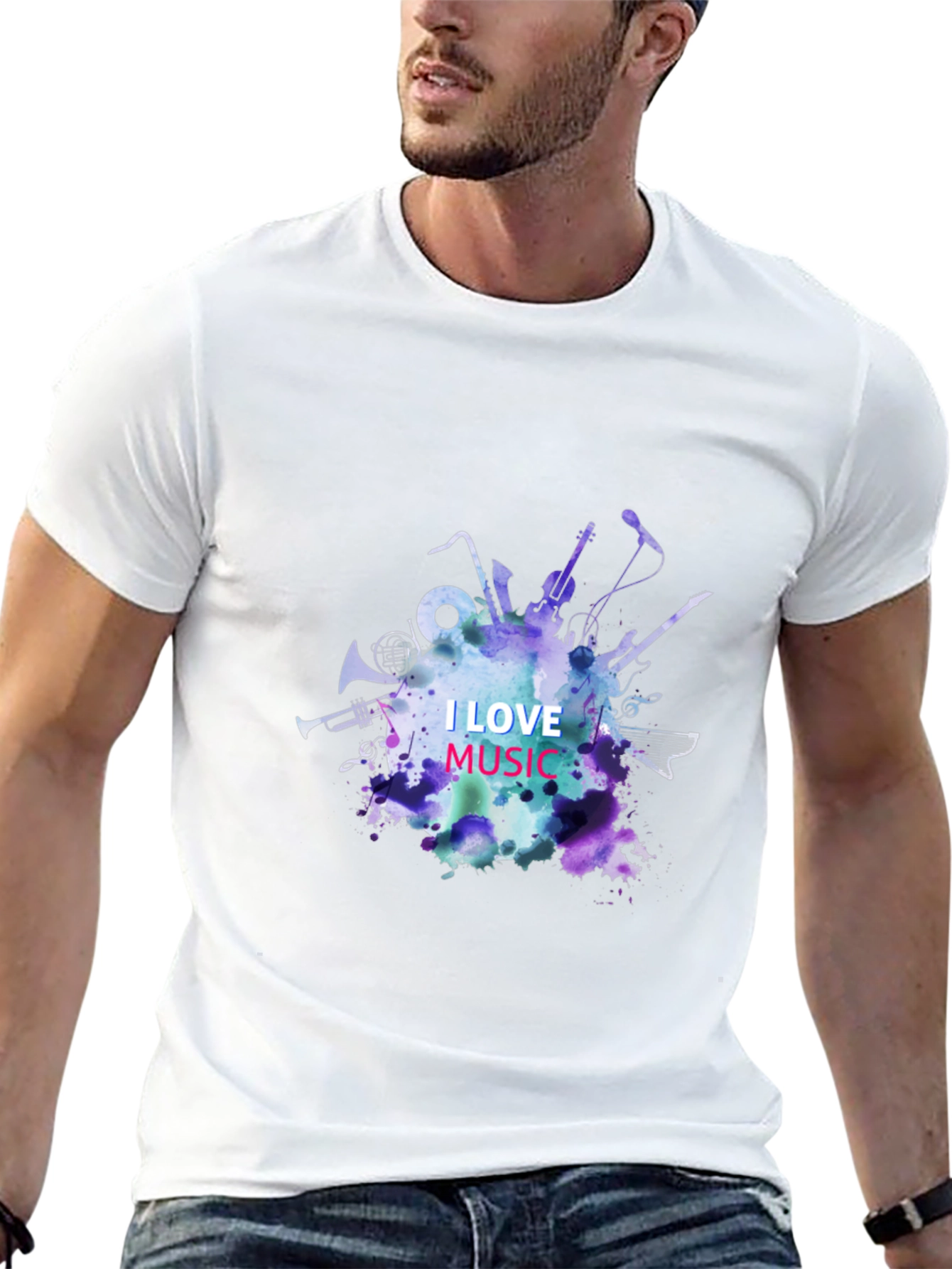 I Love Music Graphic Tee - Black Unisex T-Shirt