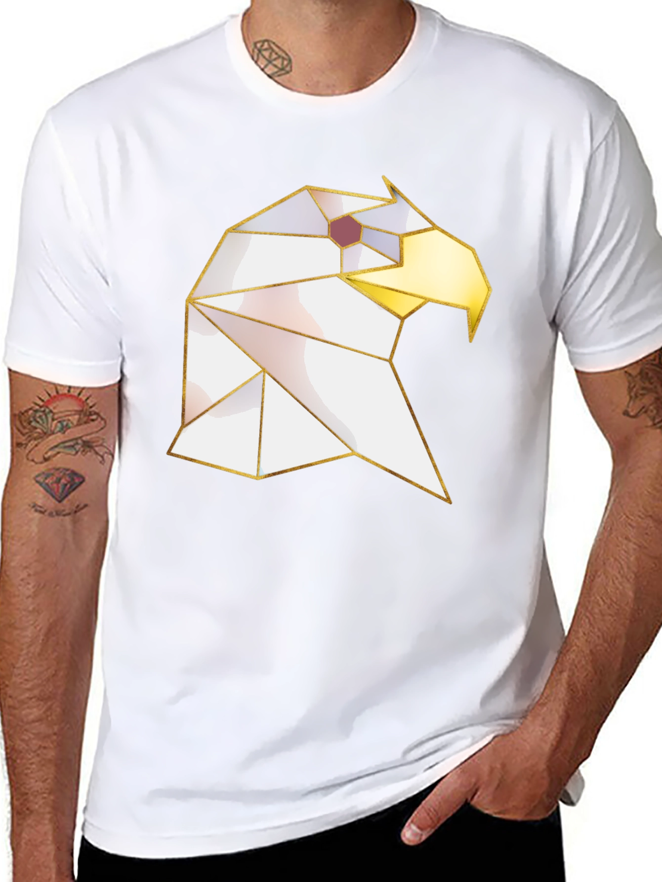 Geometric Eagle Graphic Tee - Modern Black Shirt