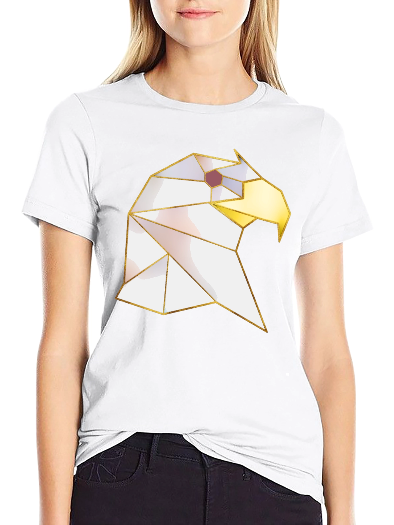 Geometric Eagle Graphic Tee - Modern Black Shirt