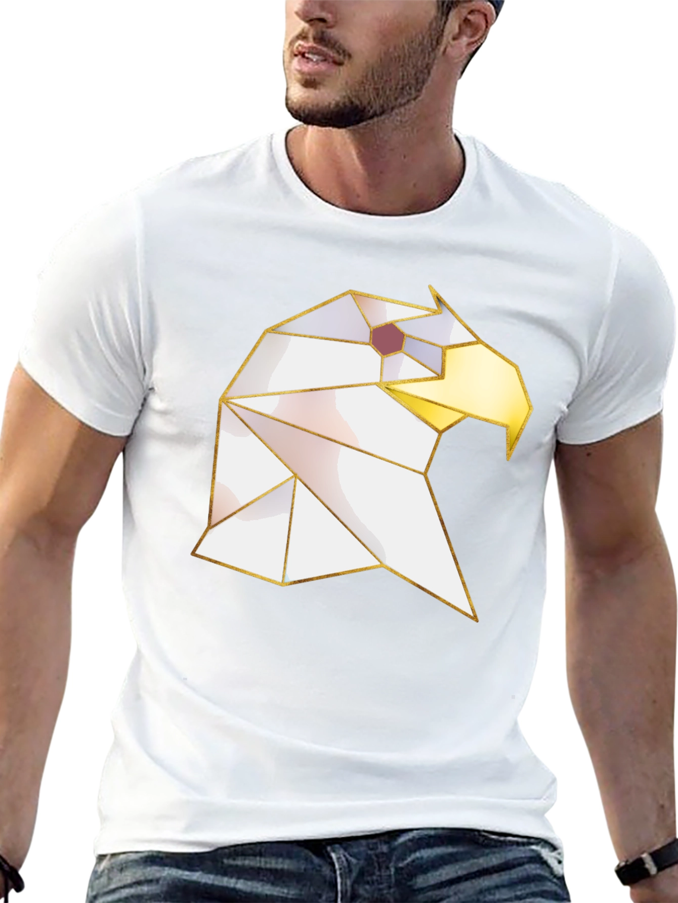 Geometric Eagle Graphic Tee - Modern Black Shirt
