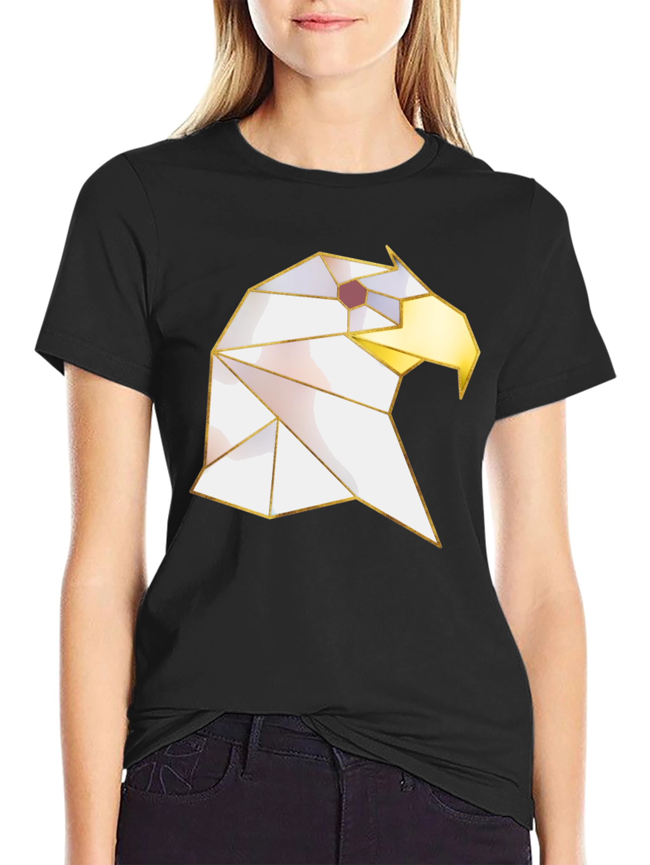 Geometric Eagle Graphic Tee - Modern Black Shirt