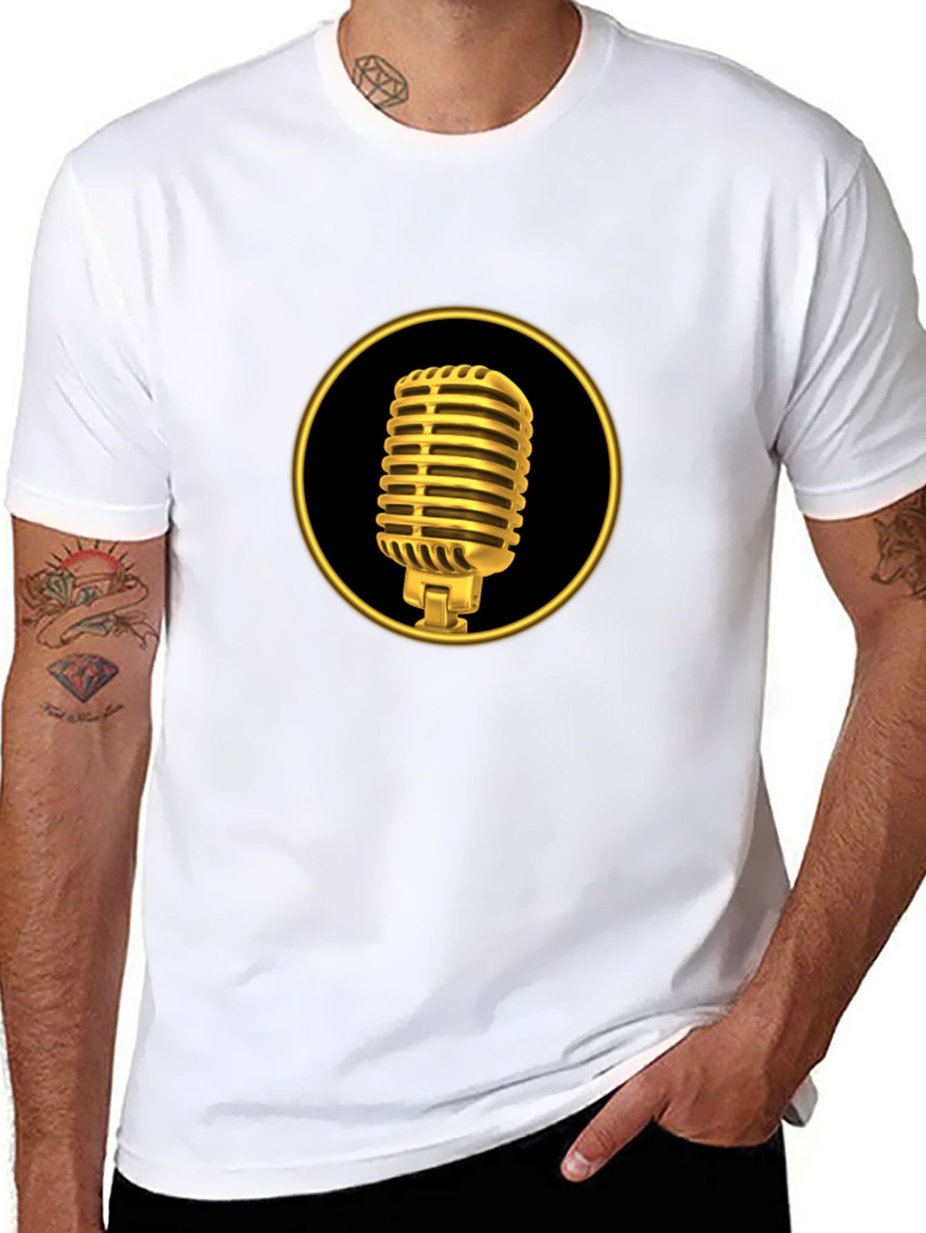 Retro Gold Microphone Black Tee