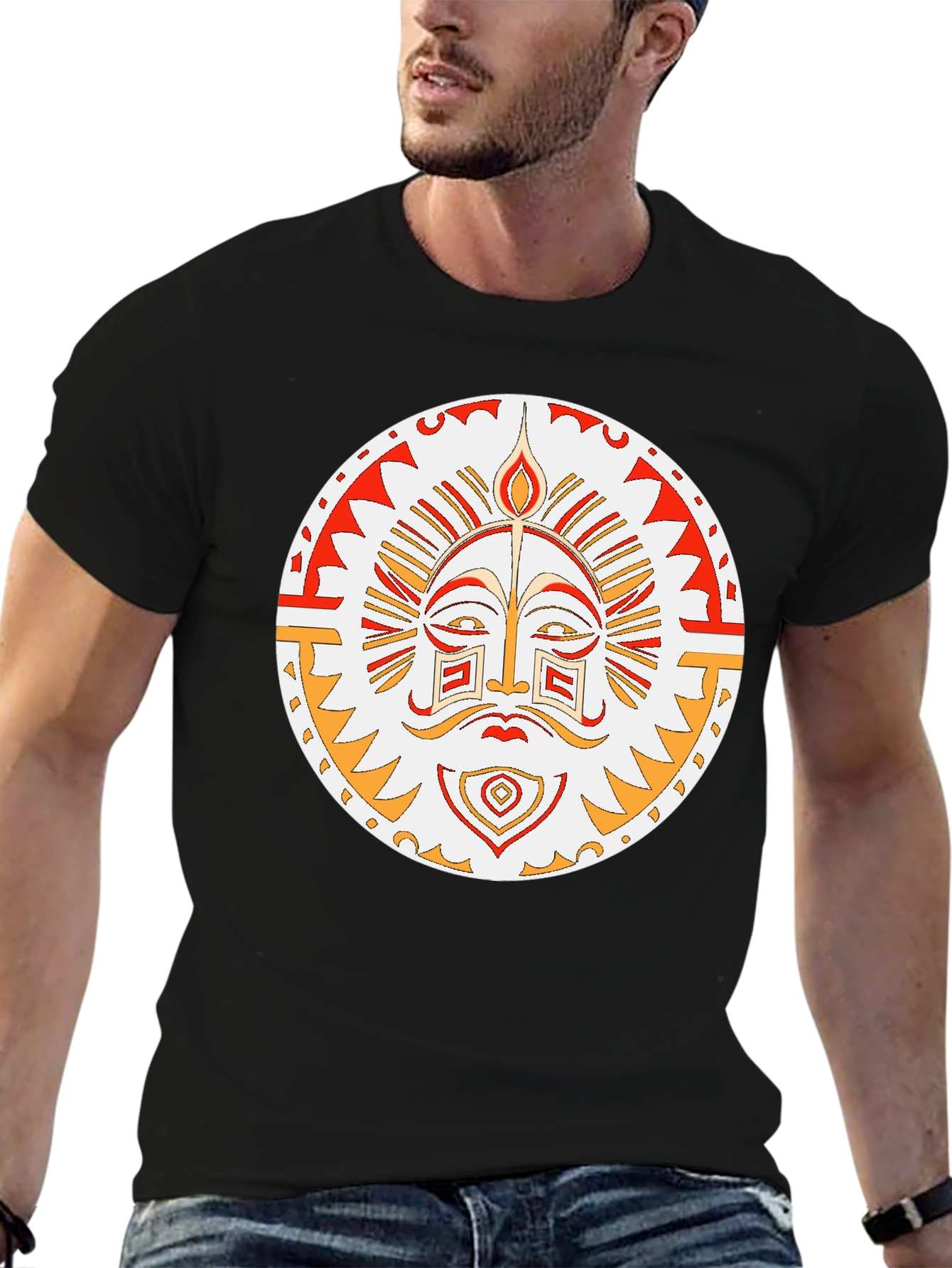 Tribal Sun Graphic T-Shirt - Unique Design
