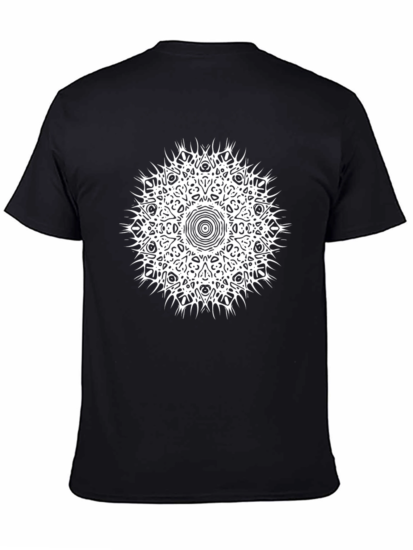 Black T-Shirt with White Mandala Graphic