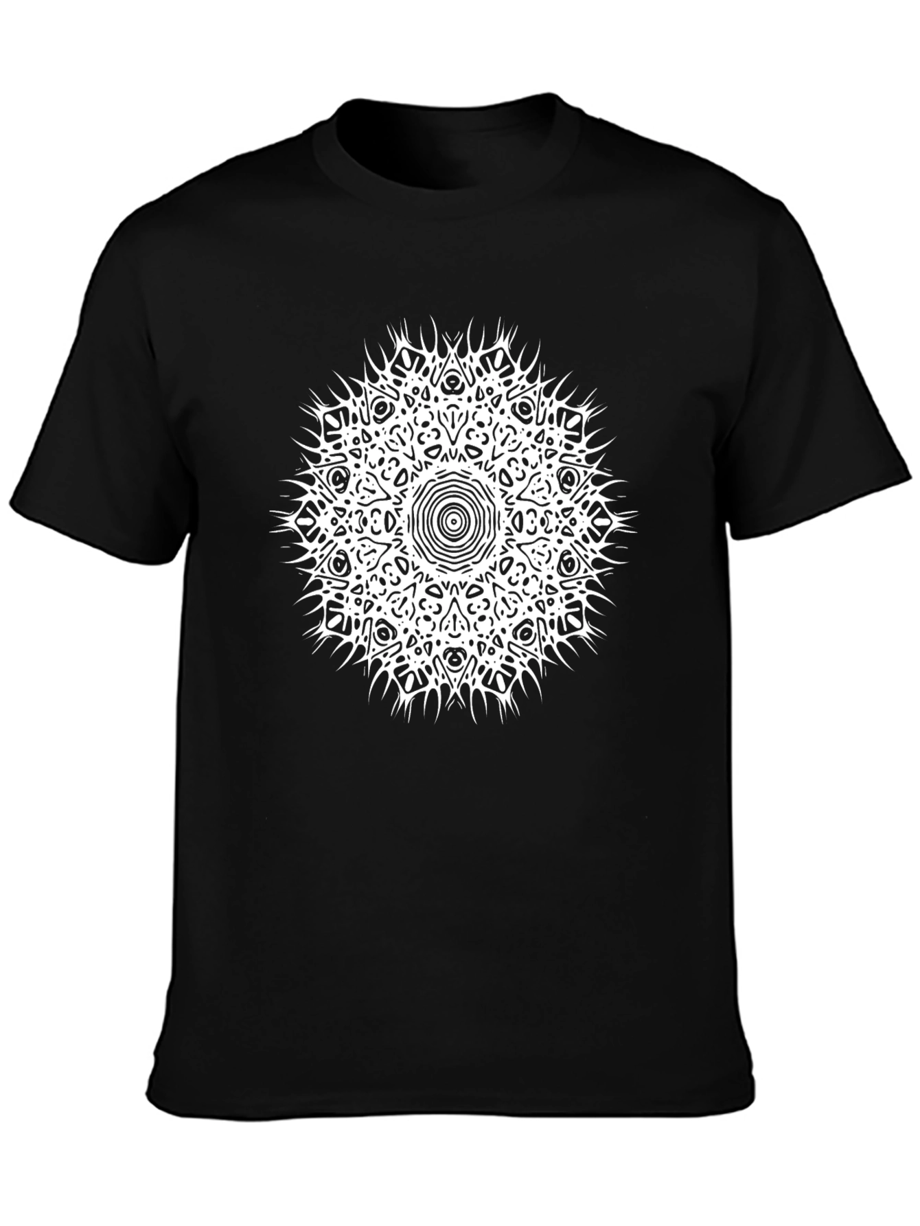 Black T-Shirt with White Mandala Graphic