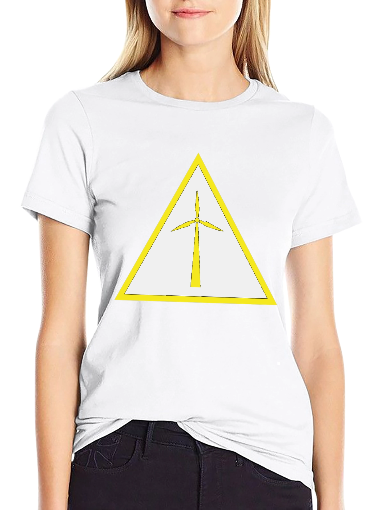 Wind Turbine T-Shirt - Yellow Triangle Design