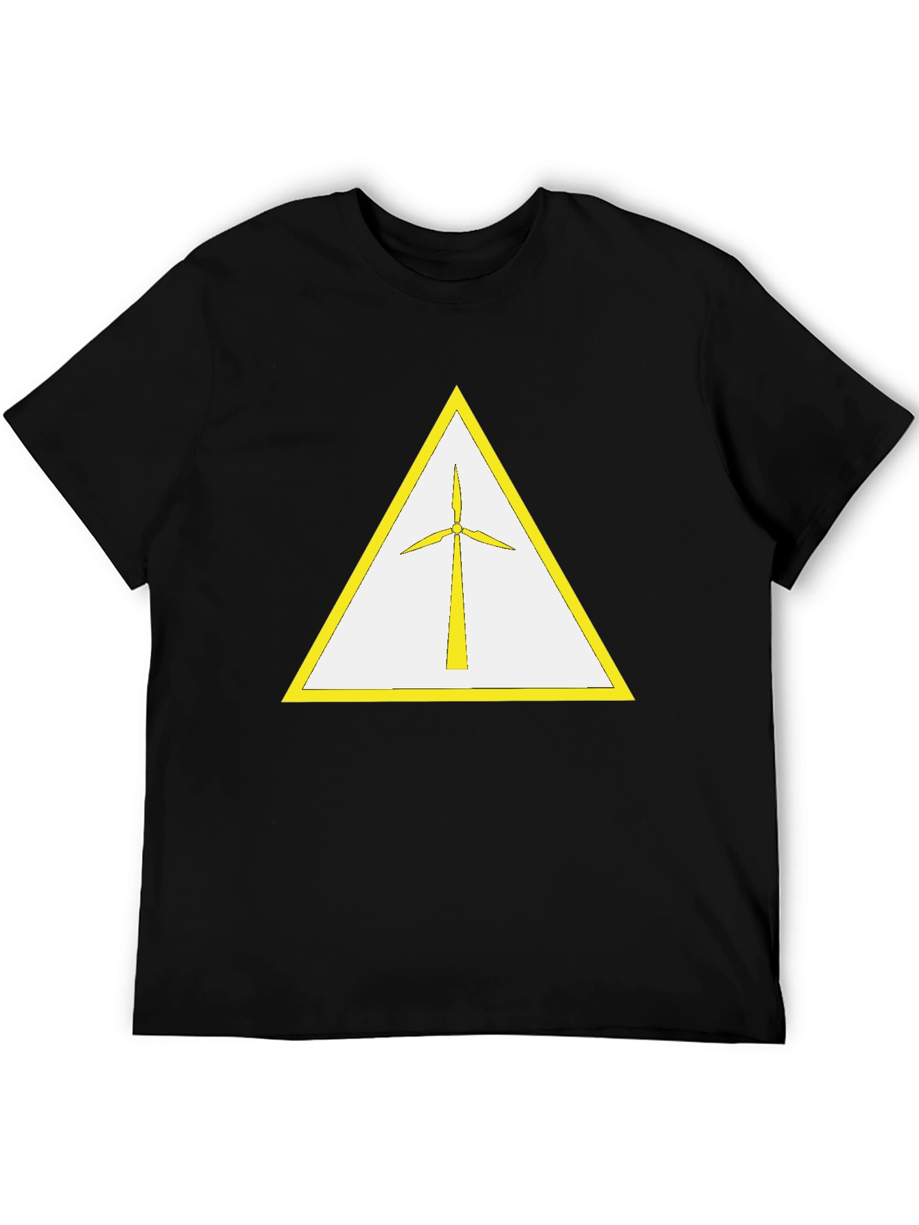 Wind Turbine T-Shirt - Yellow Triangle Design