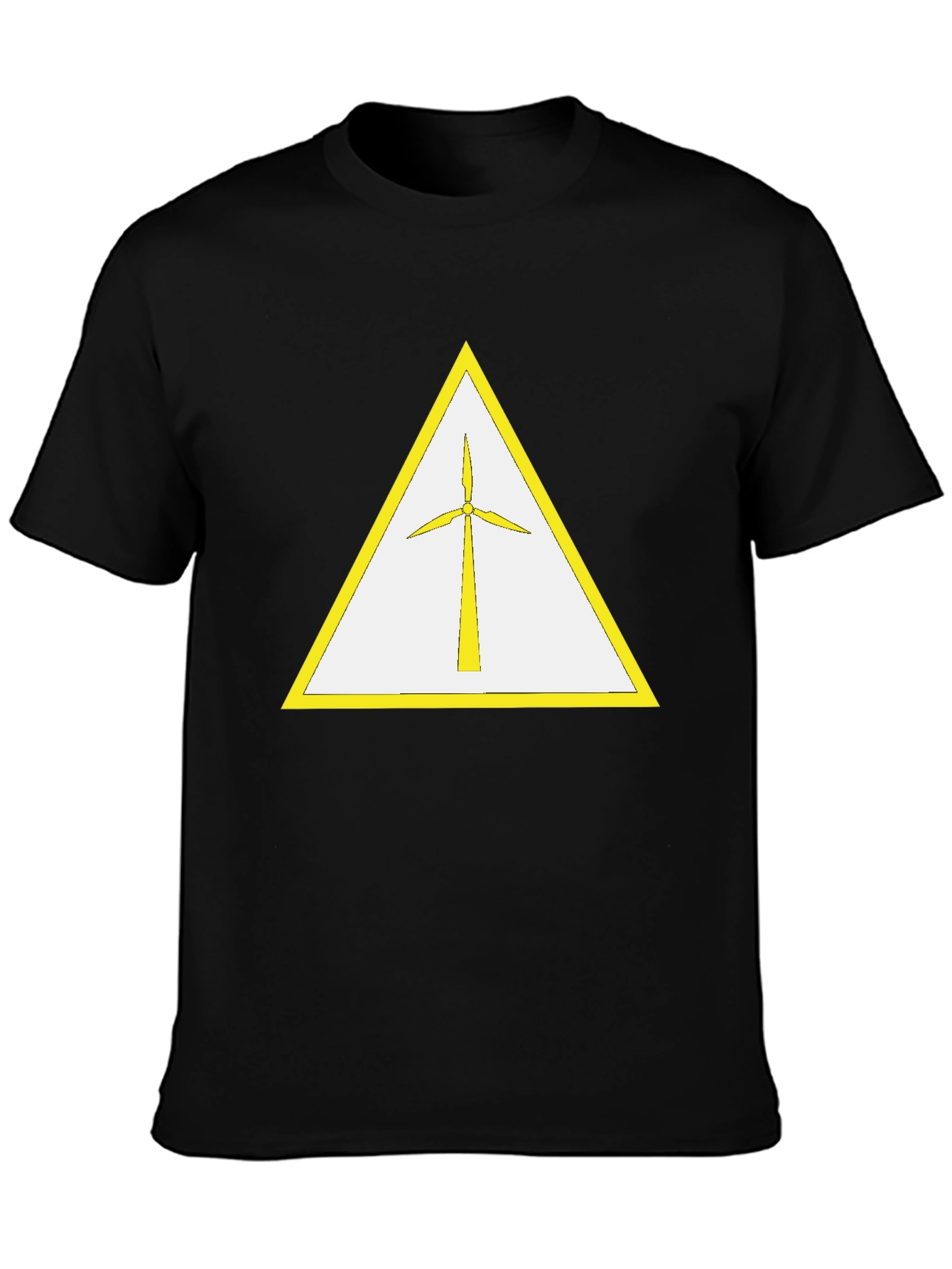 Wind Turbine T-Shirt - Yellow Triangle Design
