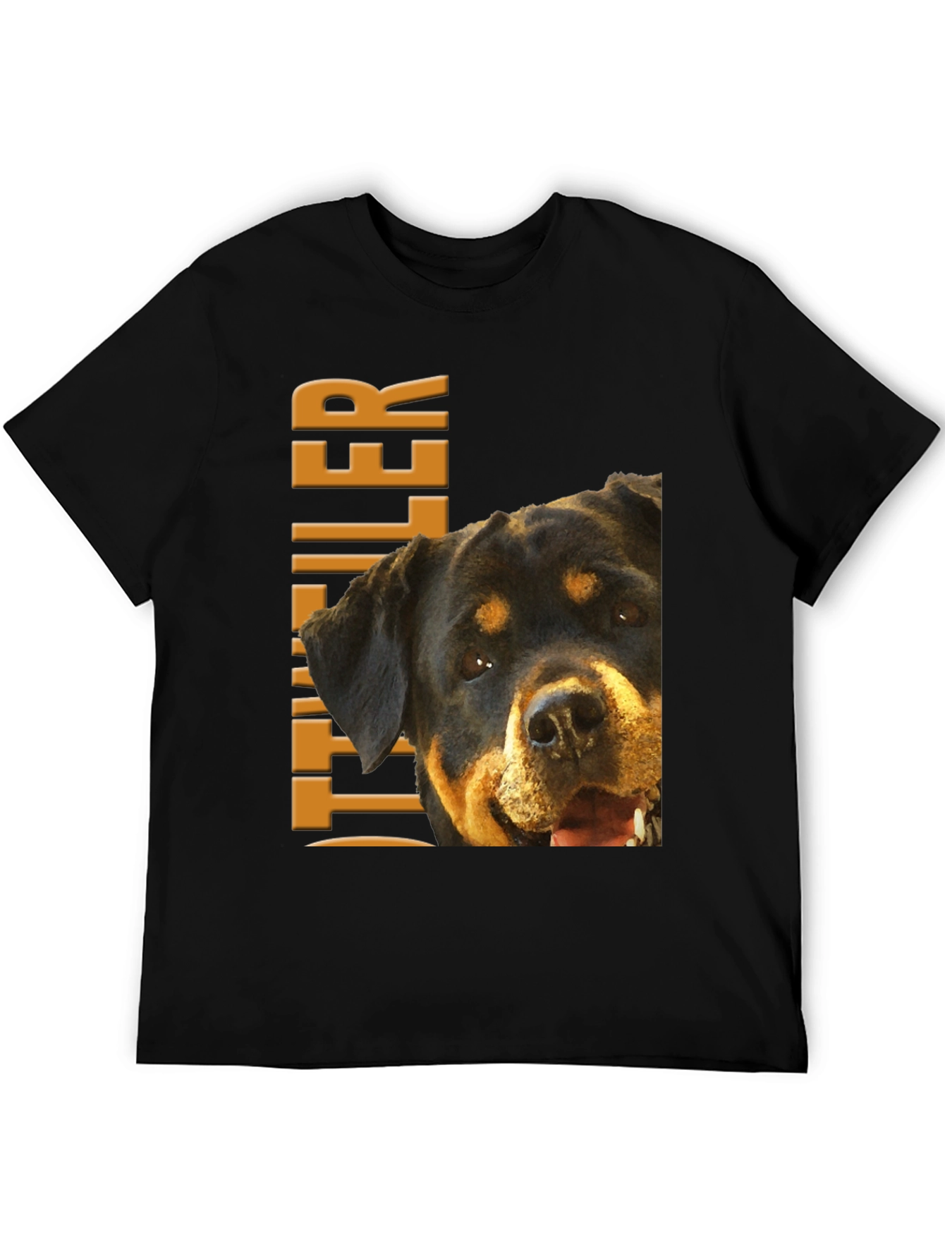 Rottweiler Dog Graphic Tee - Black Cotton T-Shirt
