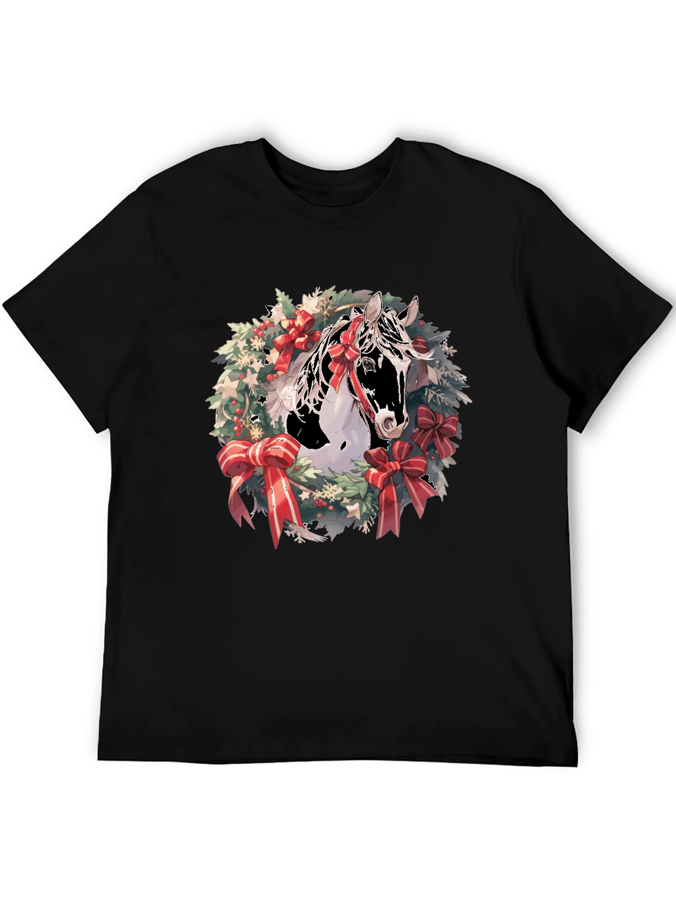 Holiday Horse Wreath Graphic T-Shirt