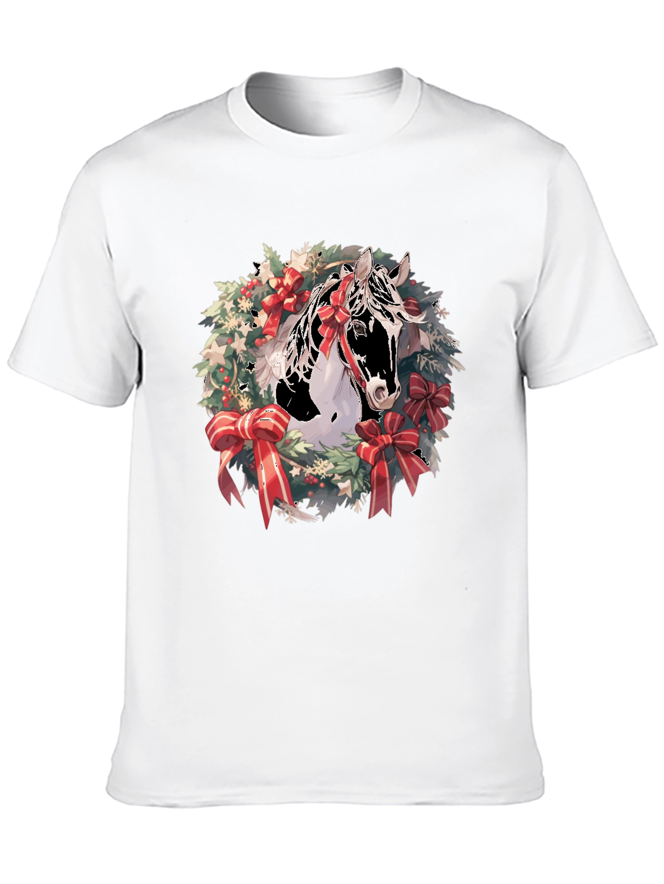 Holiday Horse Wreath Graphic T-Shirt