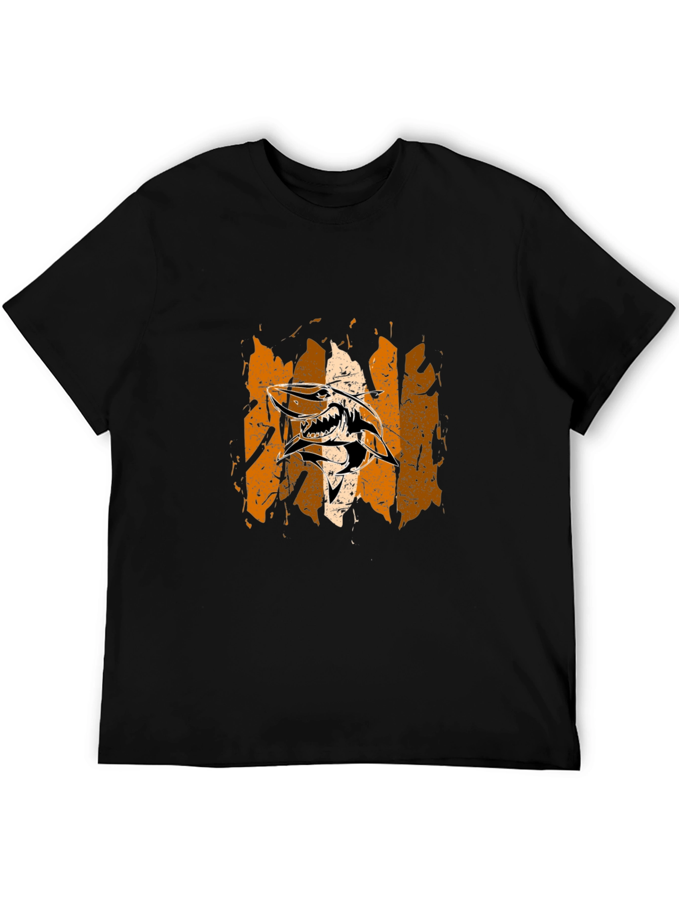 Edgy Shark Graphic Print Black T-Shirt