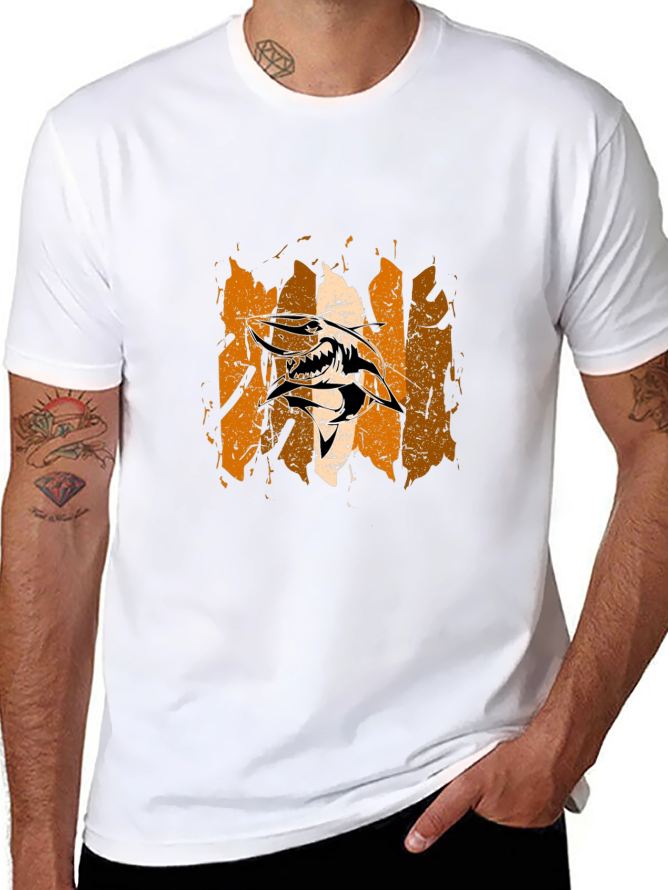 Edgy Shark Graphic Print Black T-Shirt