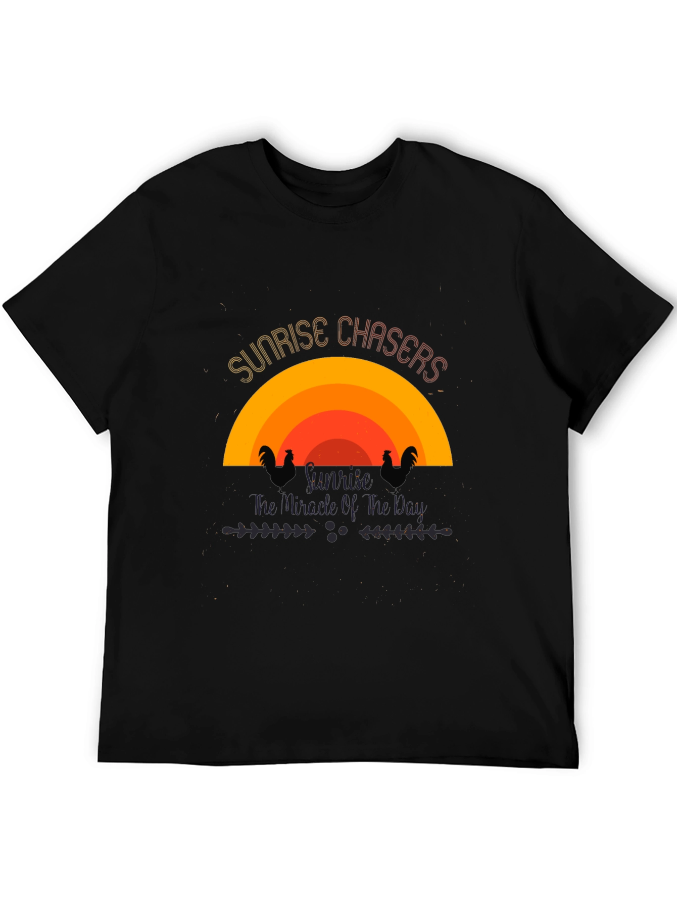 Sunrise Chasers Graphic Tee - Black Cotton Casual