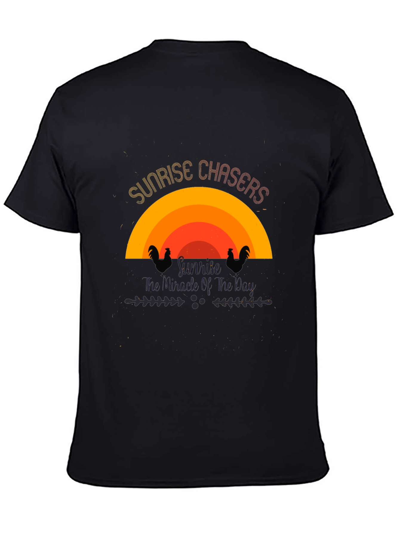 Sunrise Chasers Graphic Tee - Black Cotton Casual