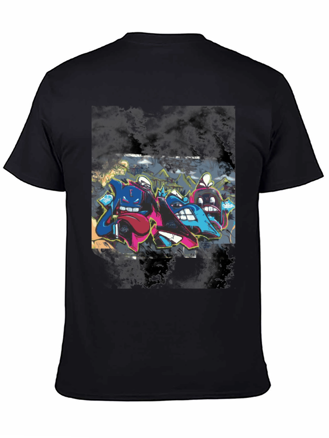 Graffiti Cartoon Crew Neck T-Shirt