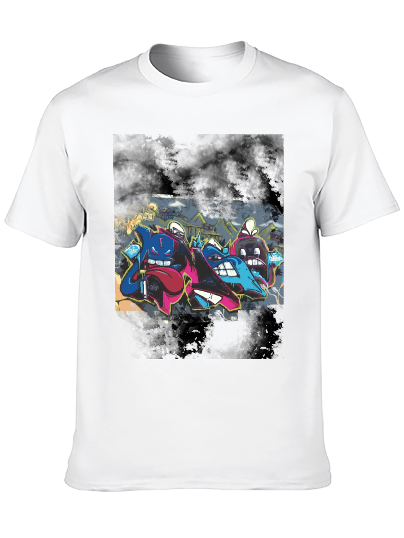 Graffiti Cartoon Crew Neck T-Shirt