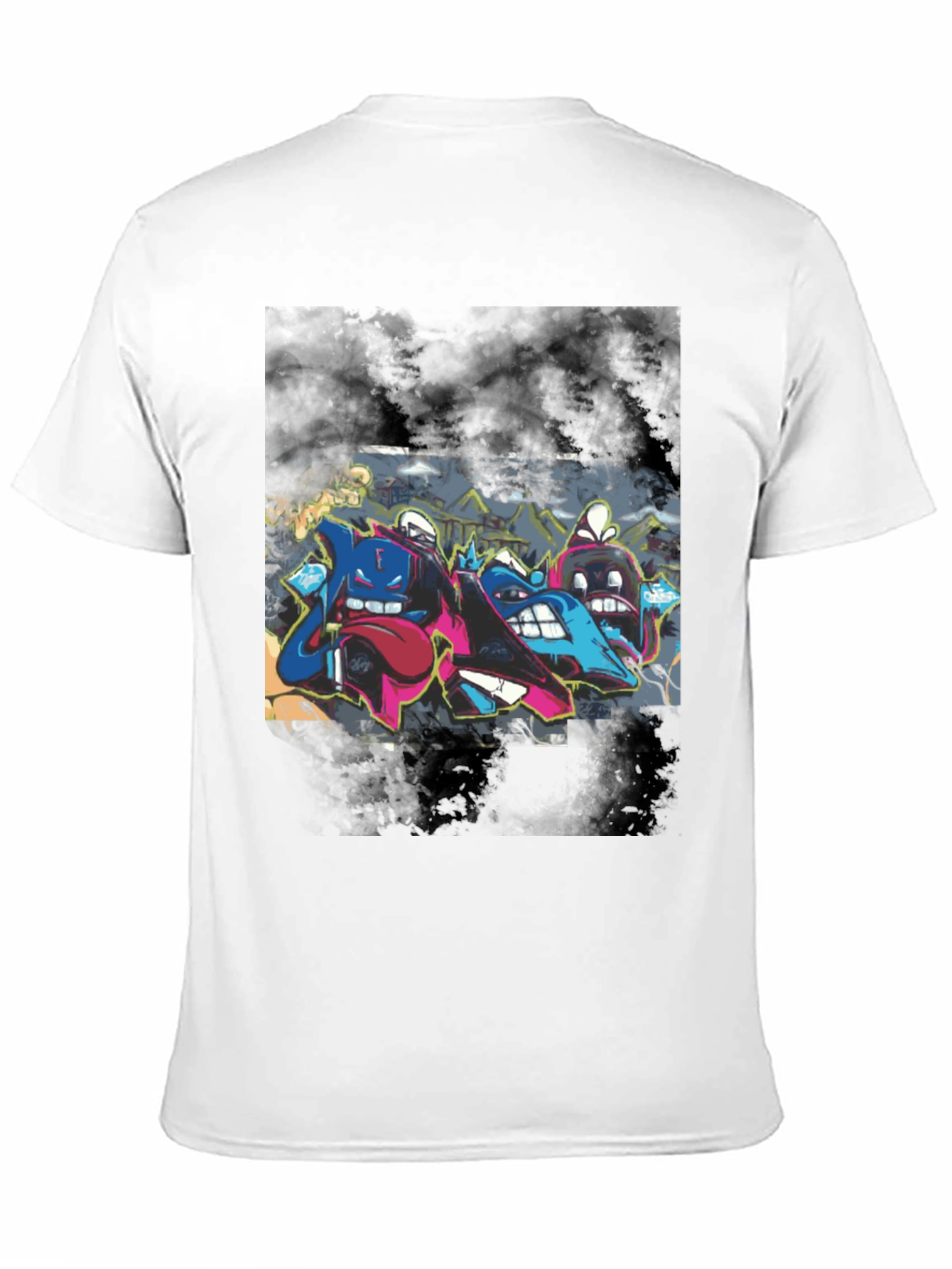 Graffiti Cartoon Crew Neck T-Shirt