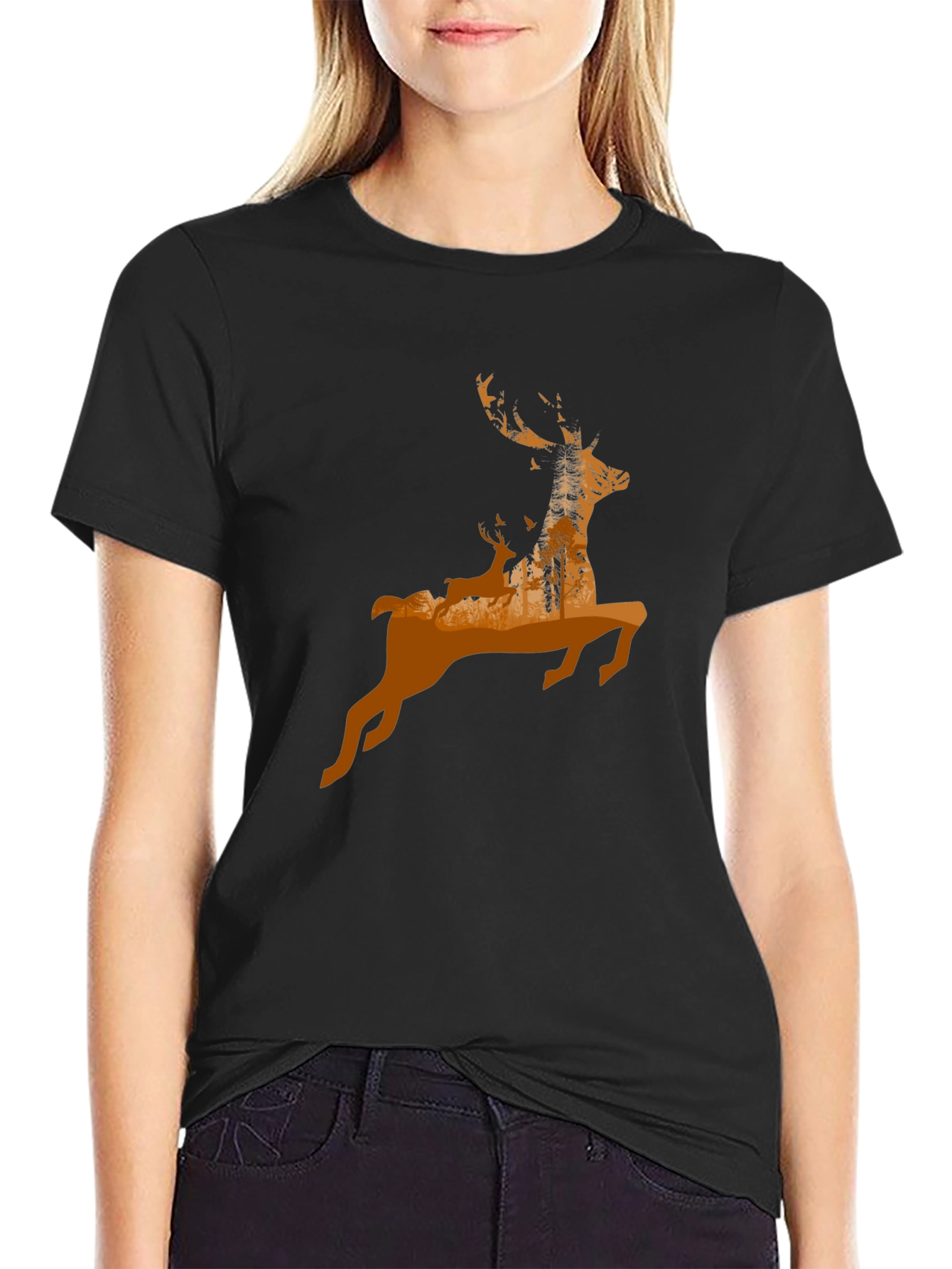 Deer Silhouette Graphic T-Shirt - Nature Inspired Design