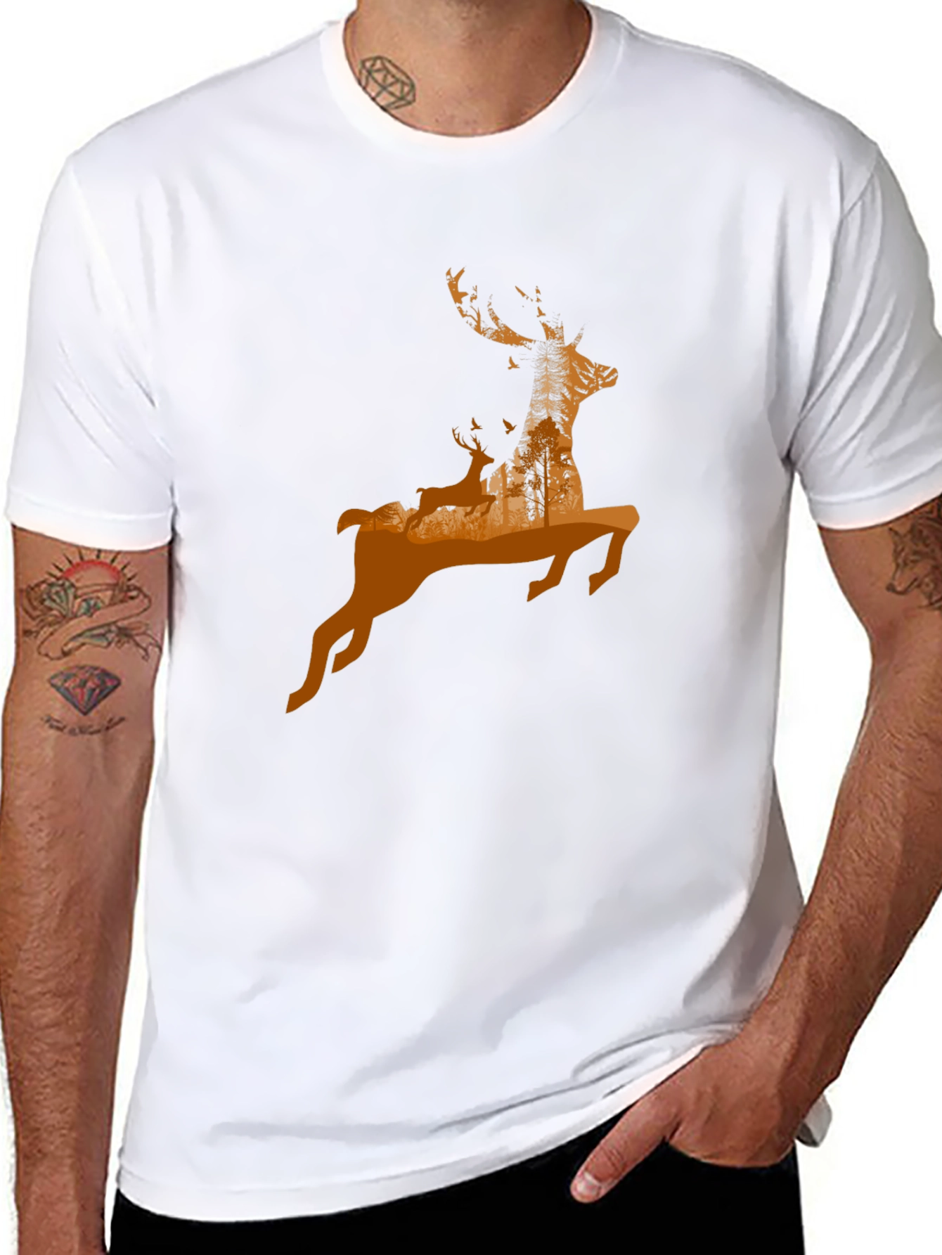 Deer Silhouette Graphic T-Shirt - Nature Inspired Design