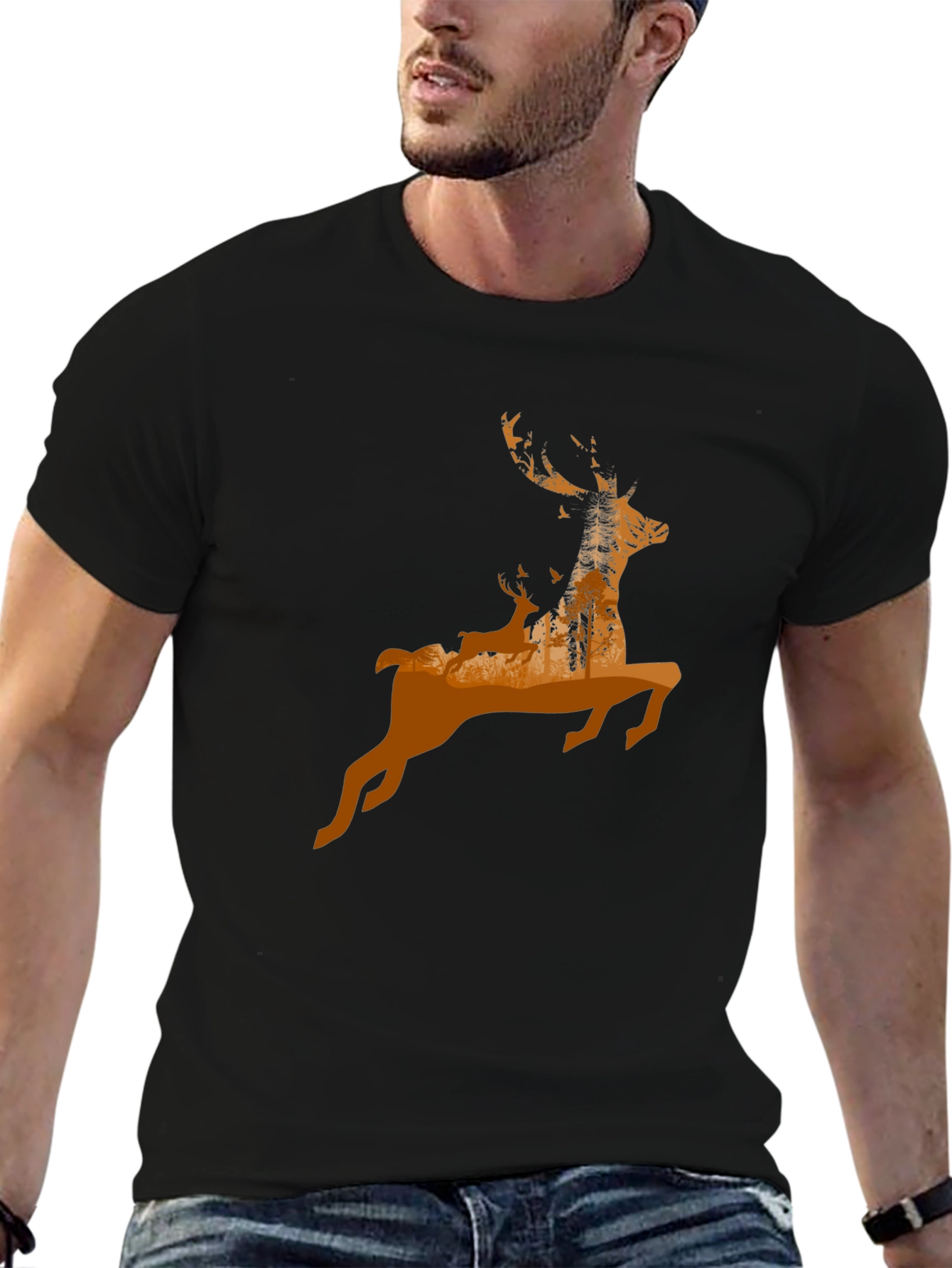 Deer Silhouette Graphic T-Shirt - Nature Inspired Design