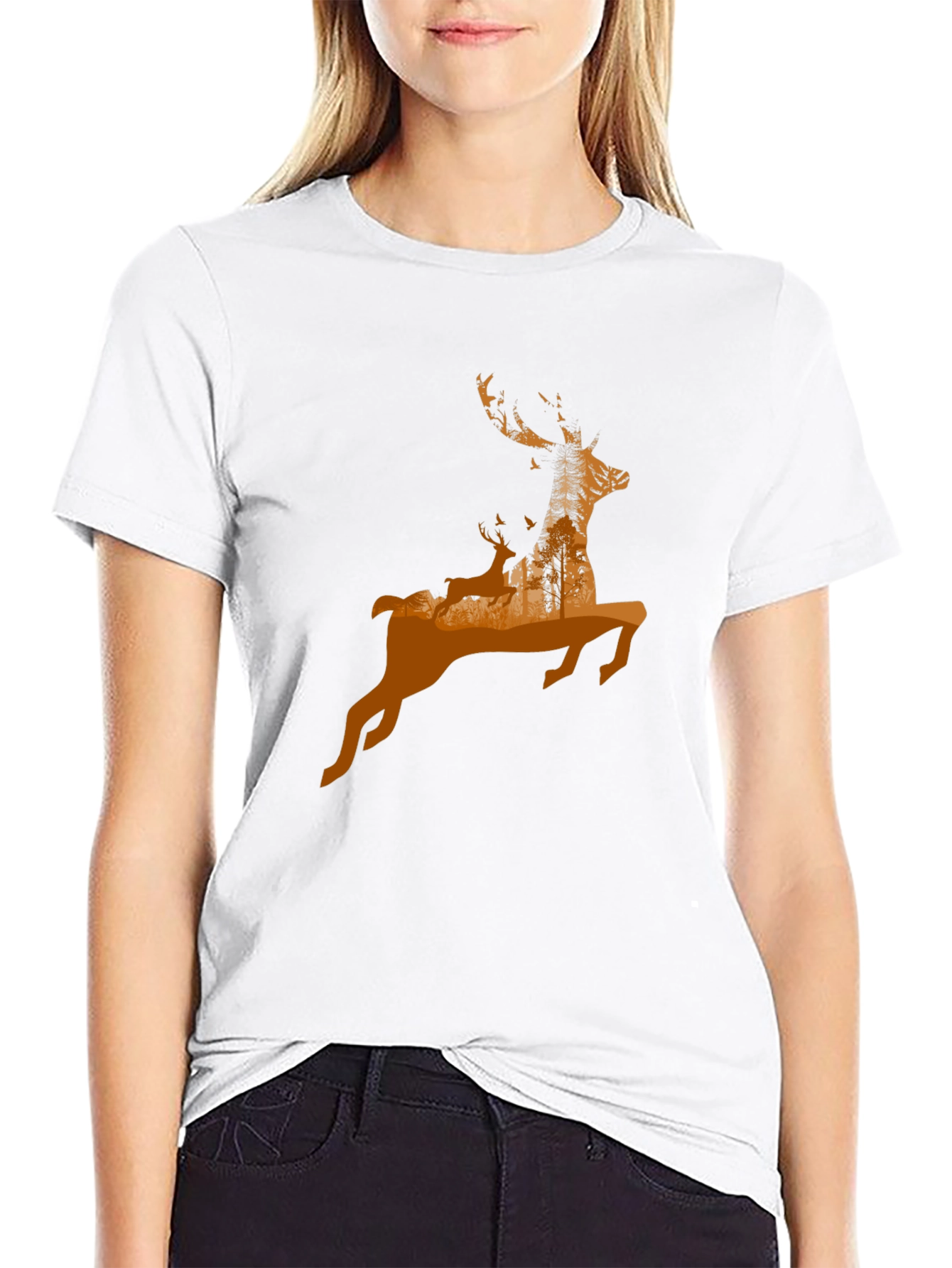 Deer Silhouette Graphic T-Shirt - Nature Inspired Design