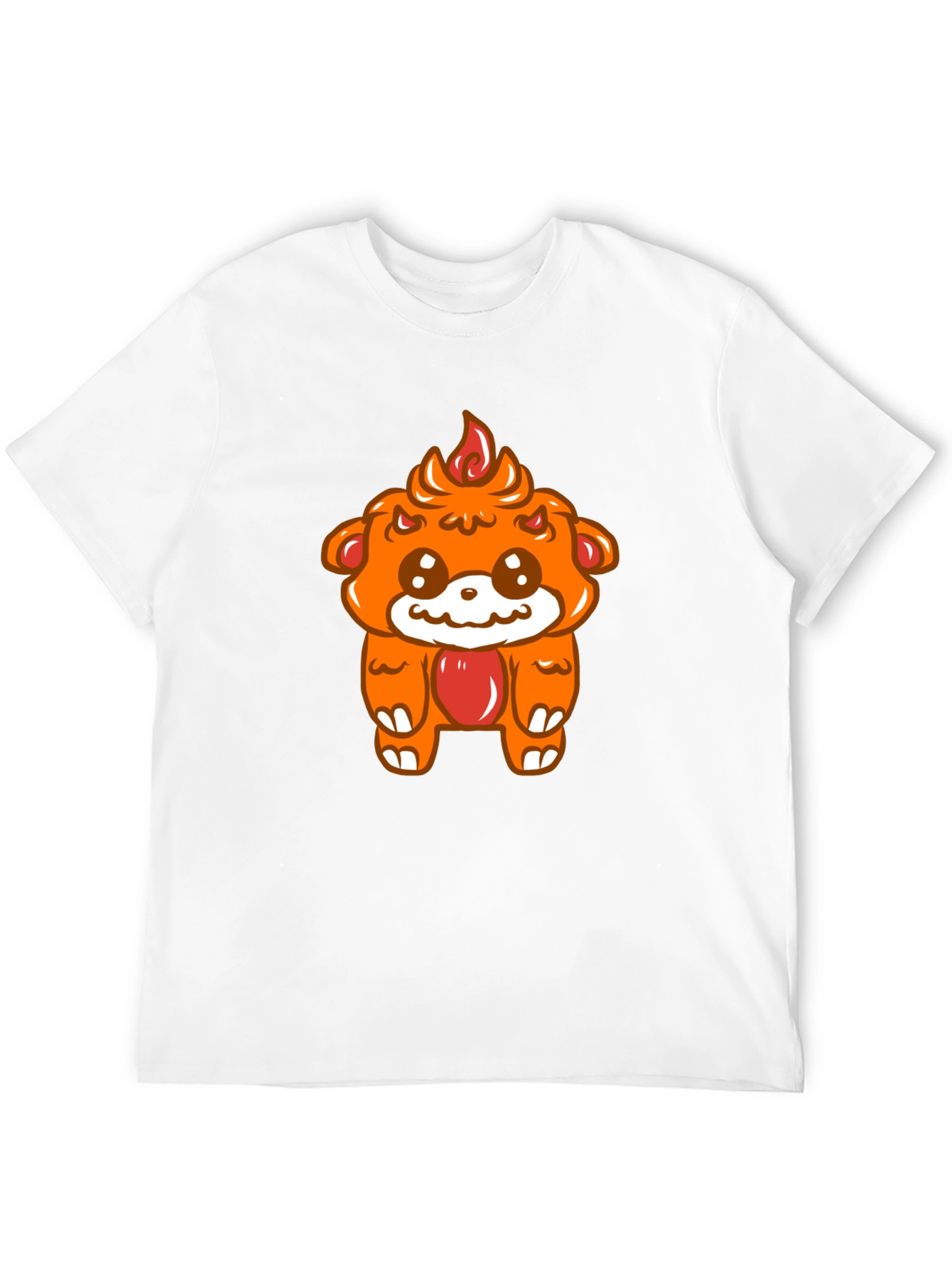 Kawaii Fire Bear Graphic Tee - Black