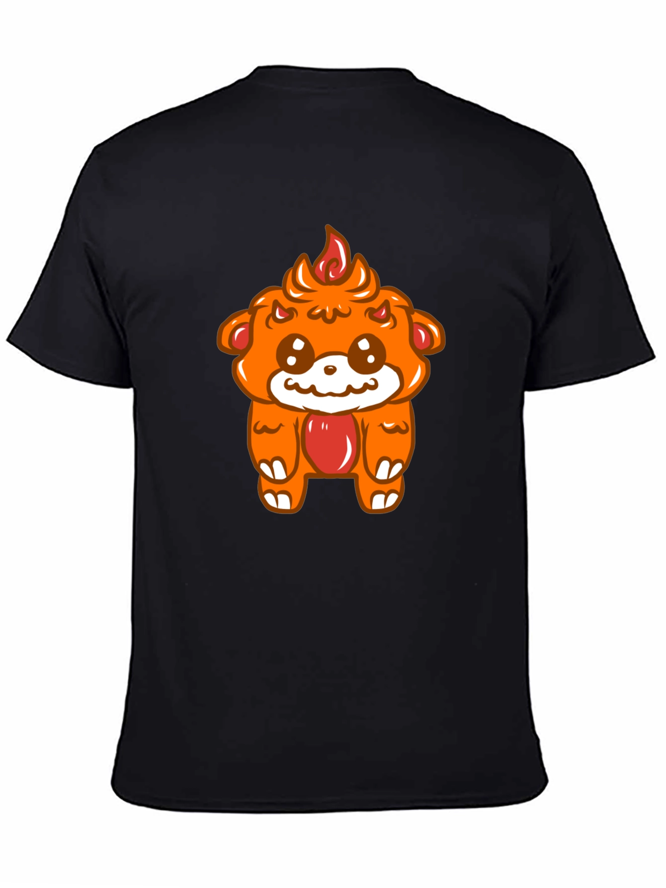 Kawaii Fire Bear Graphic Tee - Black