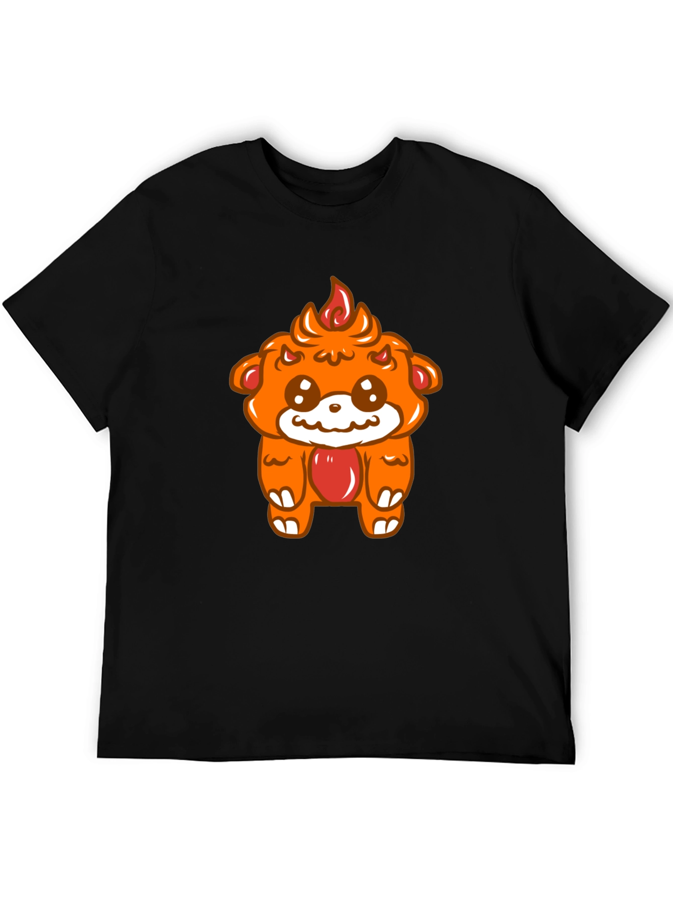Kawaii Fire Bear Graphic Tee - Black