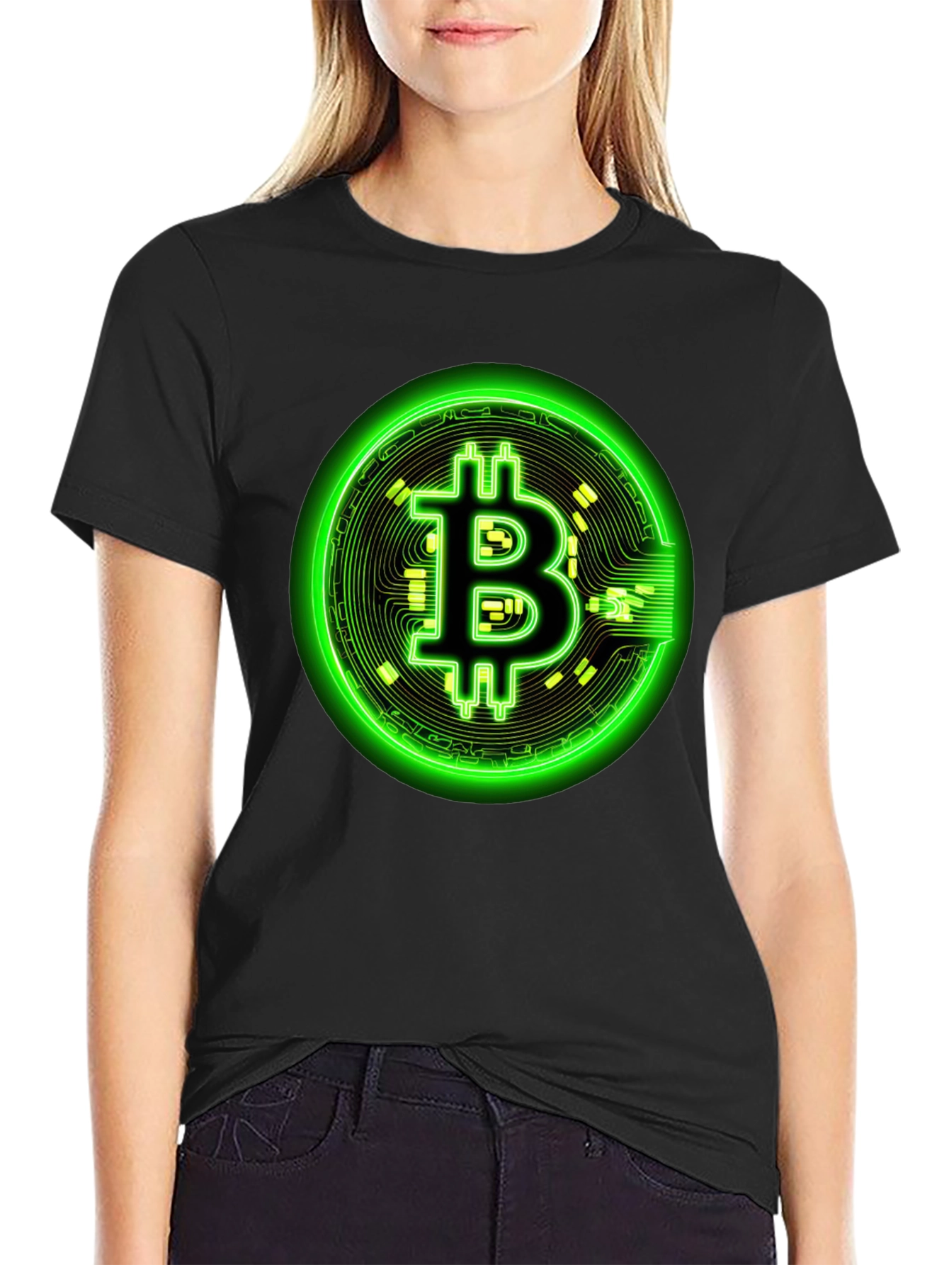 Bitcoin Neon Graphic Black T-Shirt