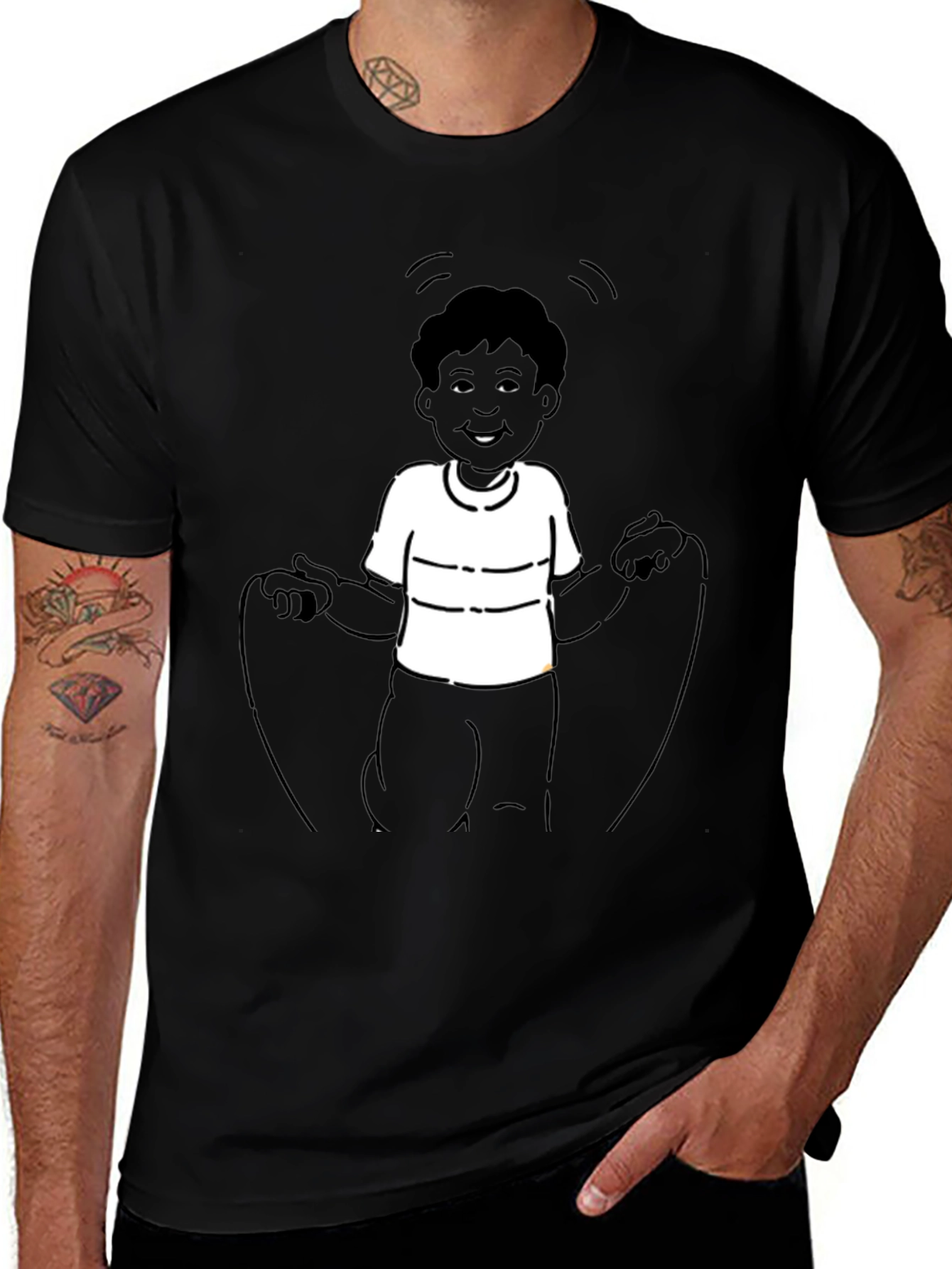 Cartoon Kid Black T-Shirt