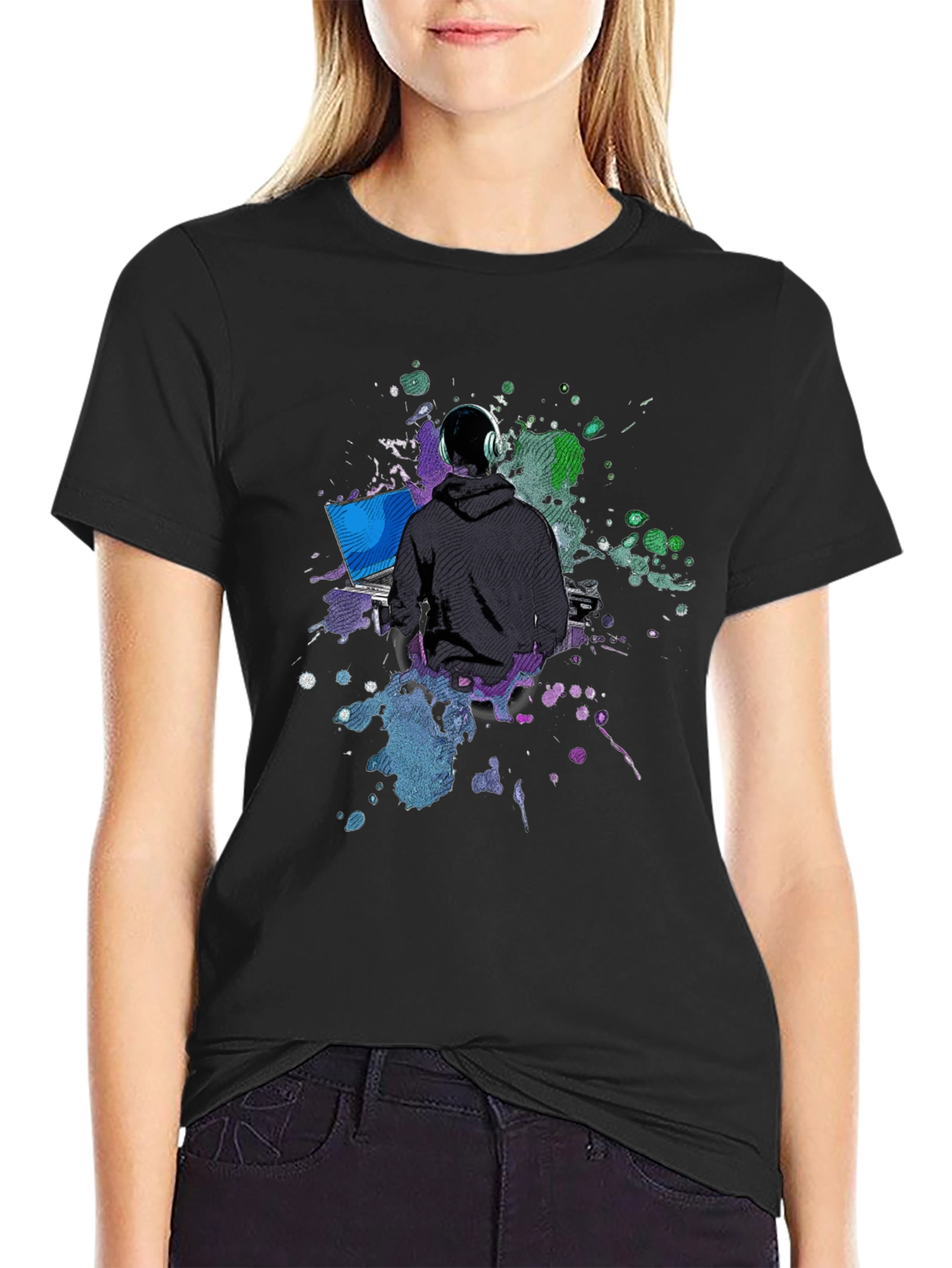 DJ Gamer Graphic Tee - Black Cotton Blend
