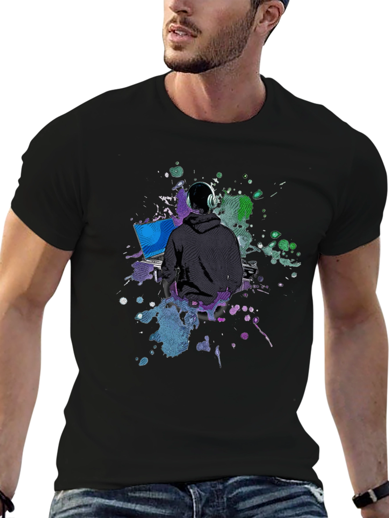 DJ Gamer Graphic Tee - Black Cotton Blend