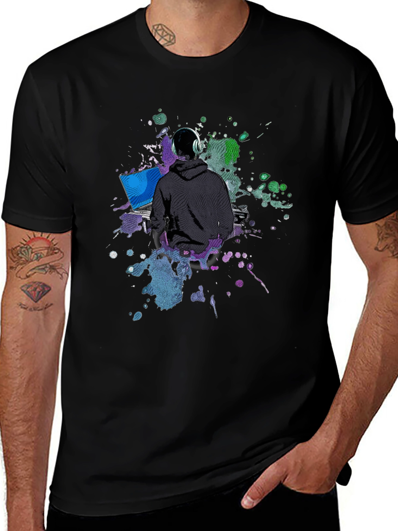 DJ Gamer Graphic Tee - Black Cotton Blend