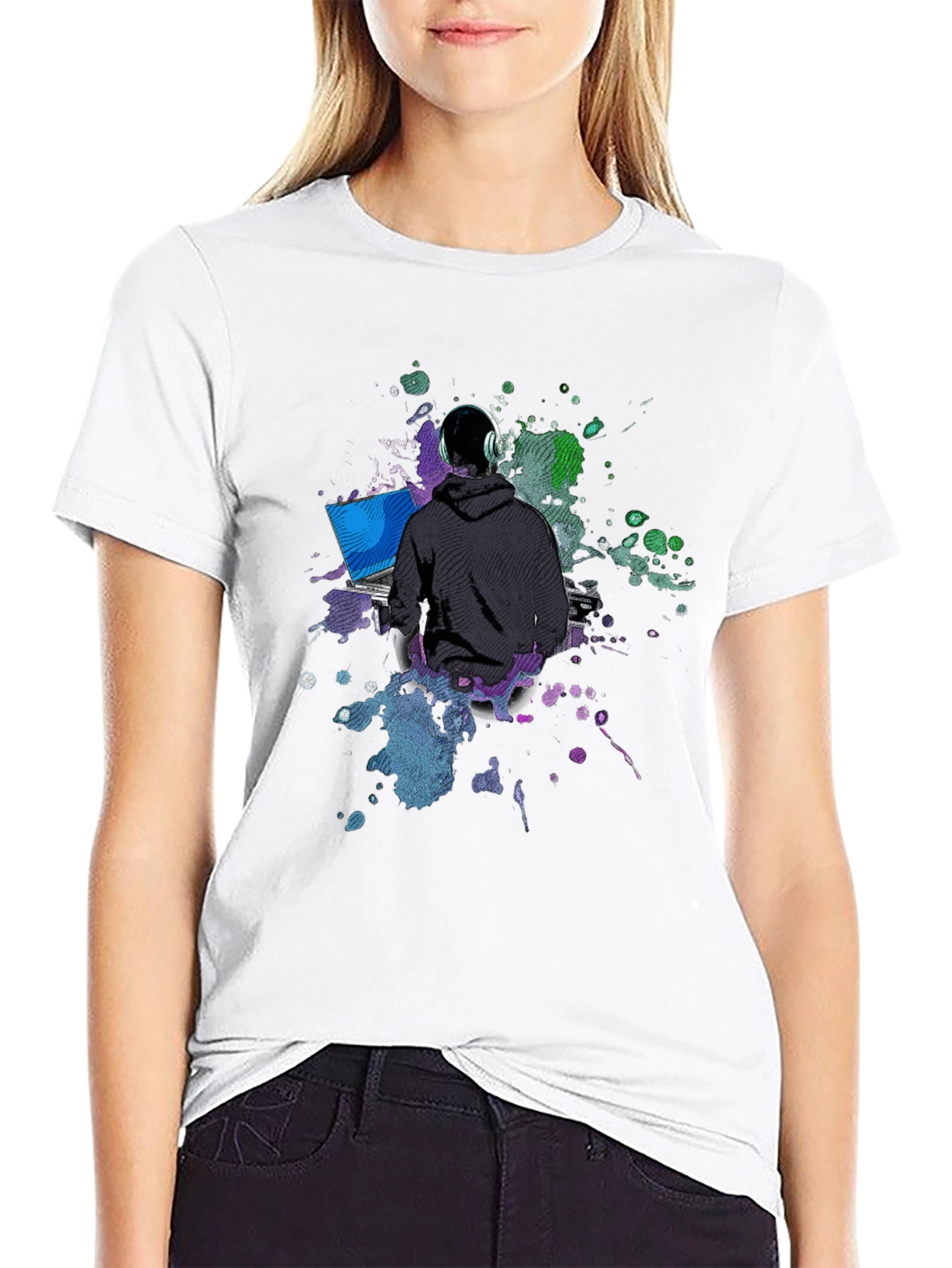 DJ Gamer Graphic Tee - Black Cotton Blend